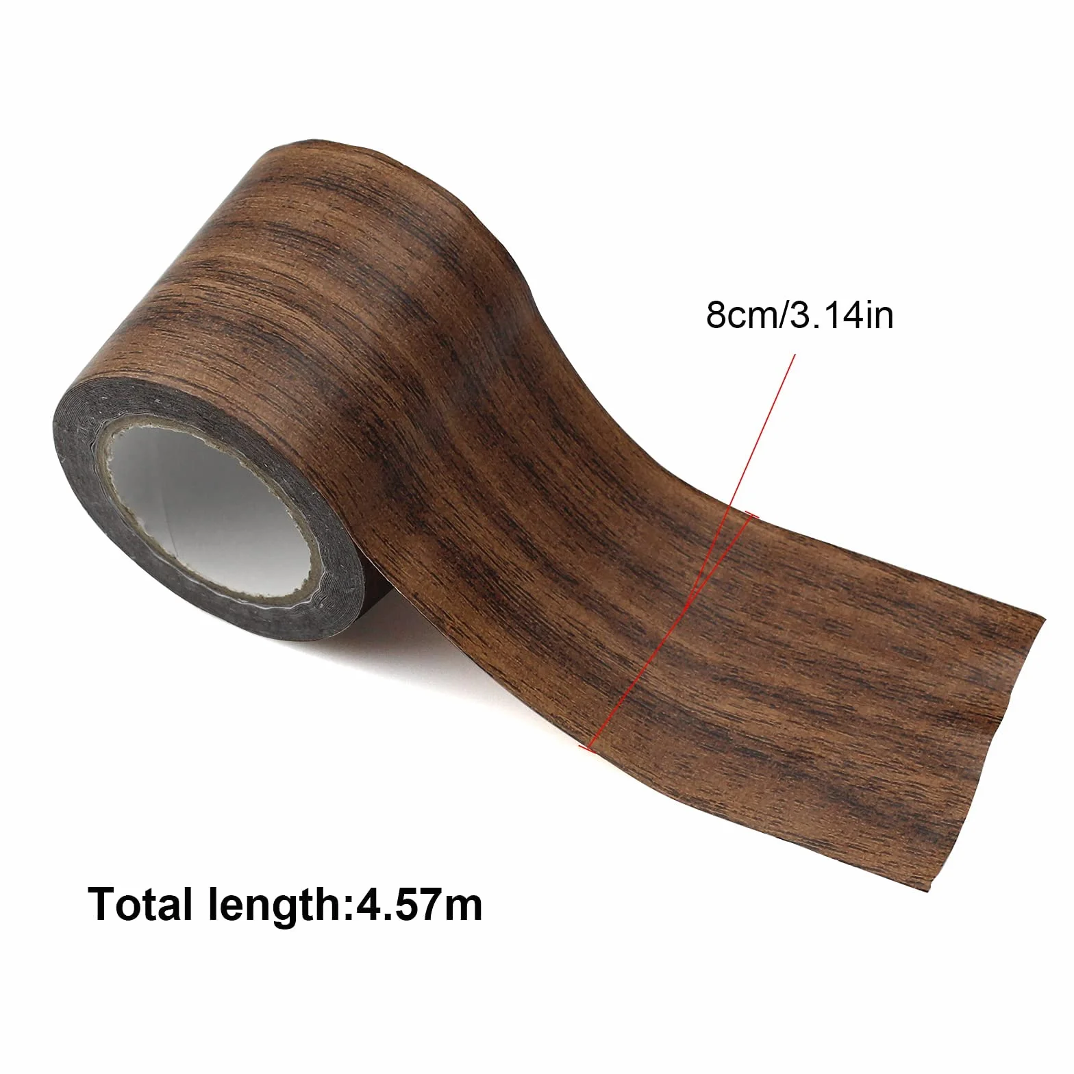 Imitacja drewna taśma kanalizacyjna ziarno meble efekt drewna podłoga naprawa taśma imitacja drewna do listwy krawędziowe szafy-ciemnobrązowy (8 cm x 4,57 m)