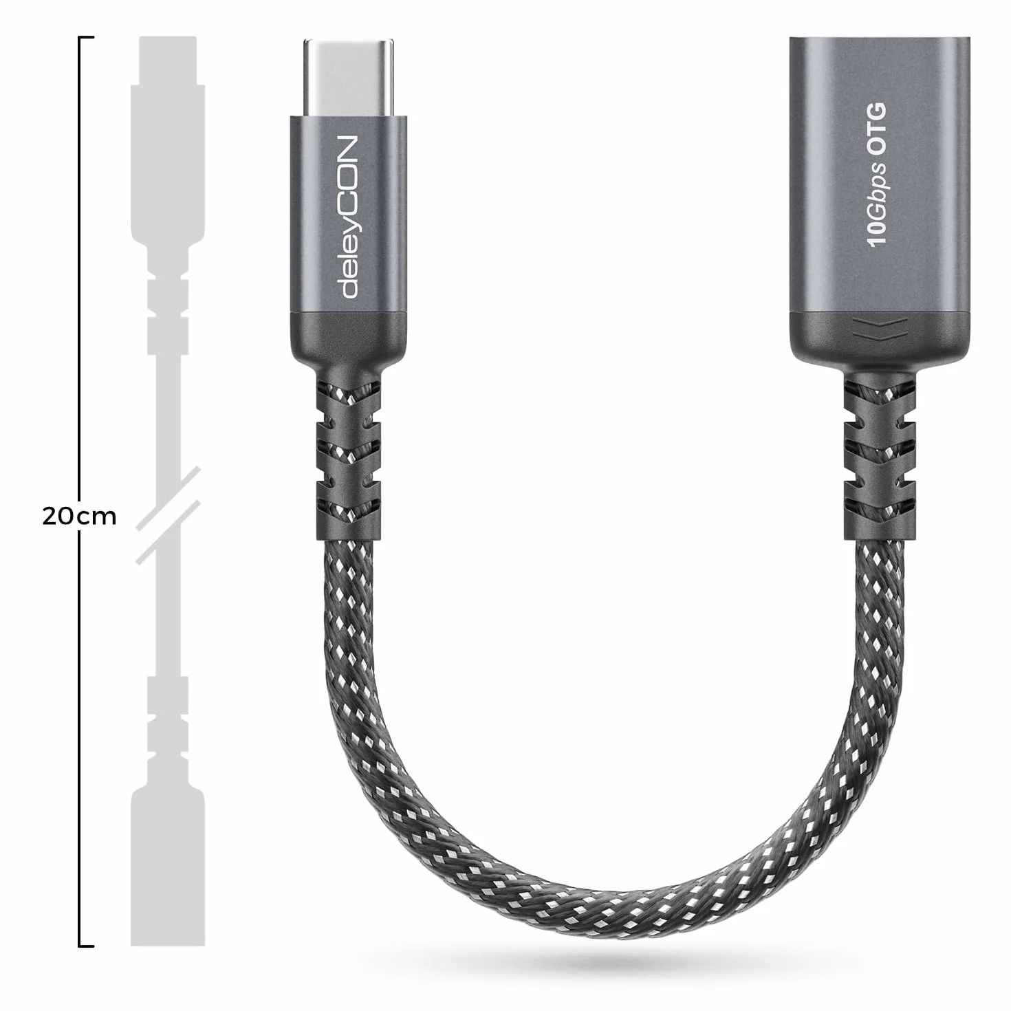 deleyCON 2x Adapter USB-C na USB 10 Gbps OTG - Wtyk Typ-C do Gniazda USB-A, Przewód - do iPhone 17/16/15 Air/Pro/Max, Galaxy S25/S24/S23, A56, A16, Tabletu, MacBooka, iMaca, iPada, Notebooka itp.