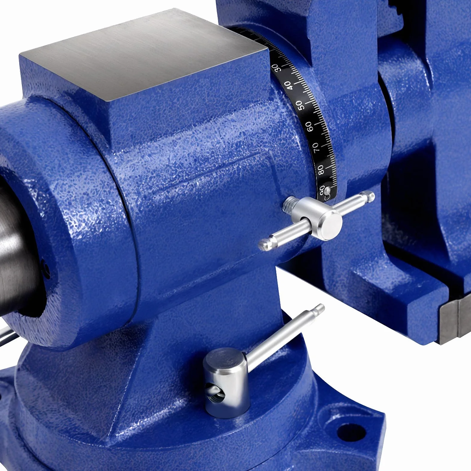 Imadło obrotowe 5", 125 mm imadło z odlewu guzkowego z funkcją obrotu 360°, ciężkie imadło maszynowe do stołu warsztatowego, 35 kg, wytrzymałe do obróbki metalu i drewna, niebieskie