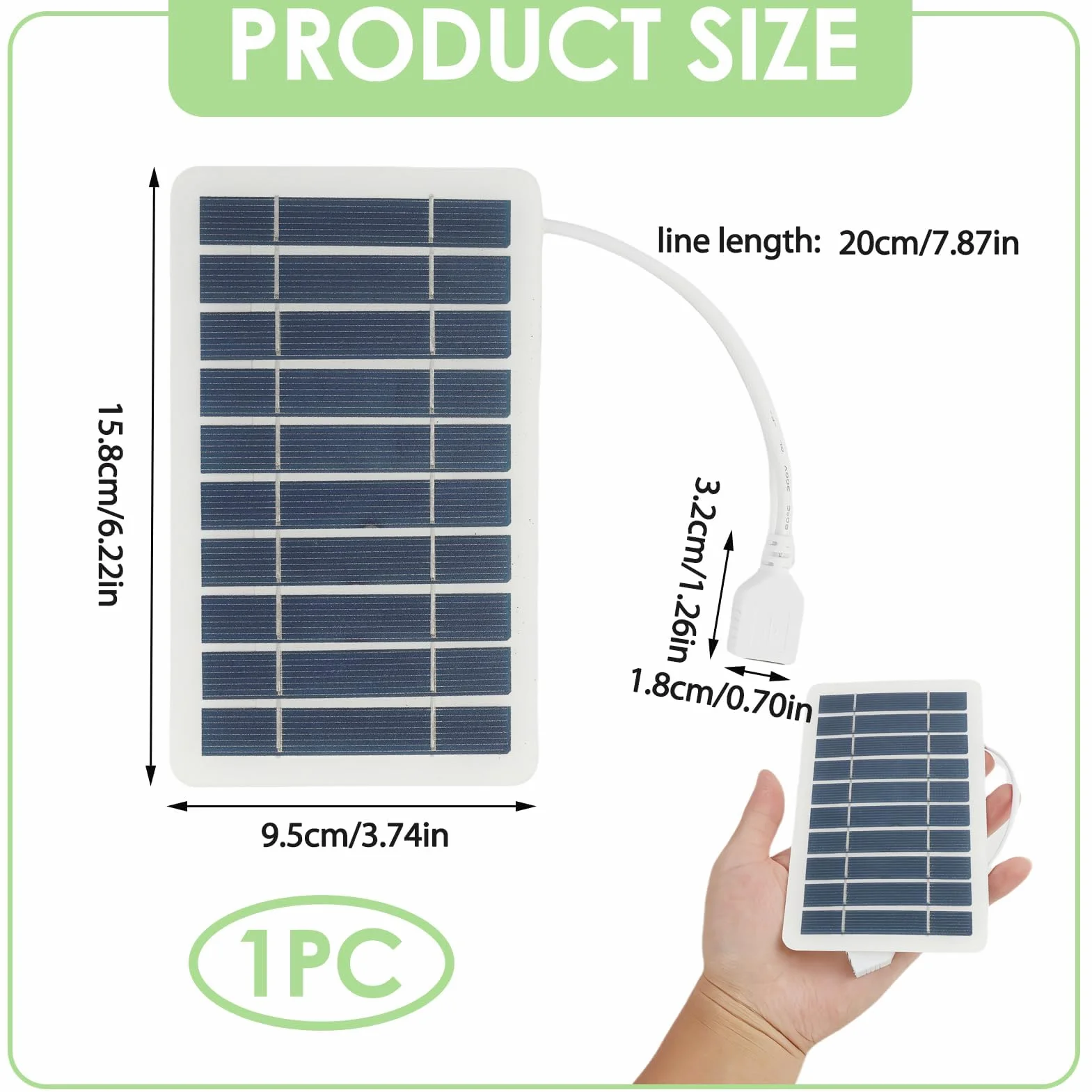 Przenośny panel słoneczny 2W 5V USB wodoodporny ramka z płyty epoksydowej