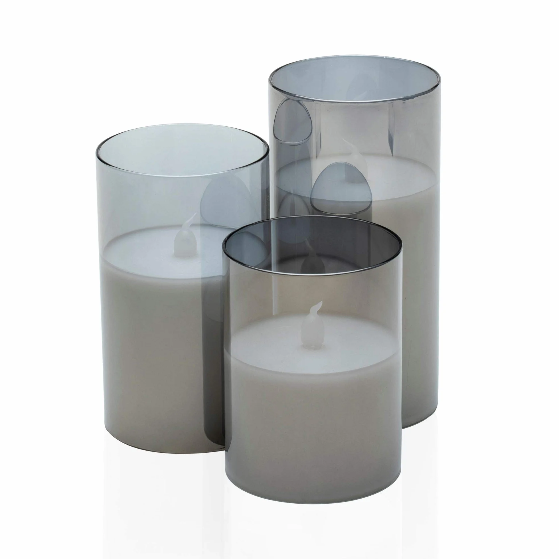 Pauleen 48026 Classy Smokey Candle 3-częściowy zestaw baterii szary/biały szkło/wosk