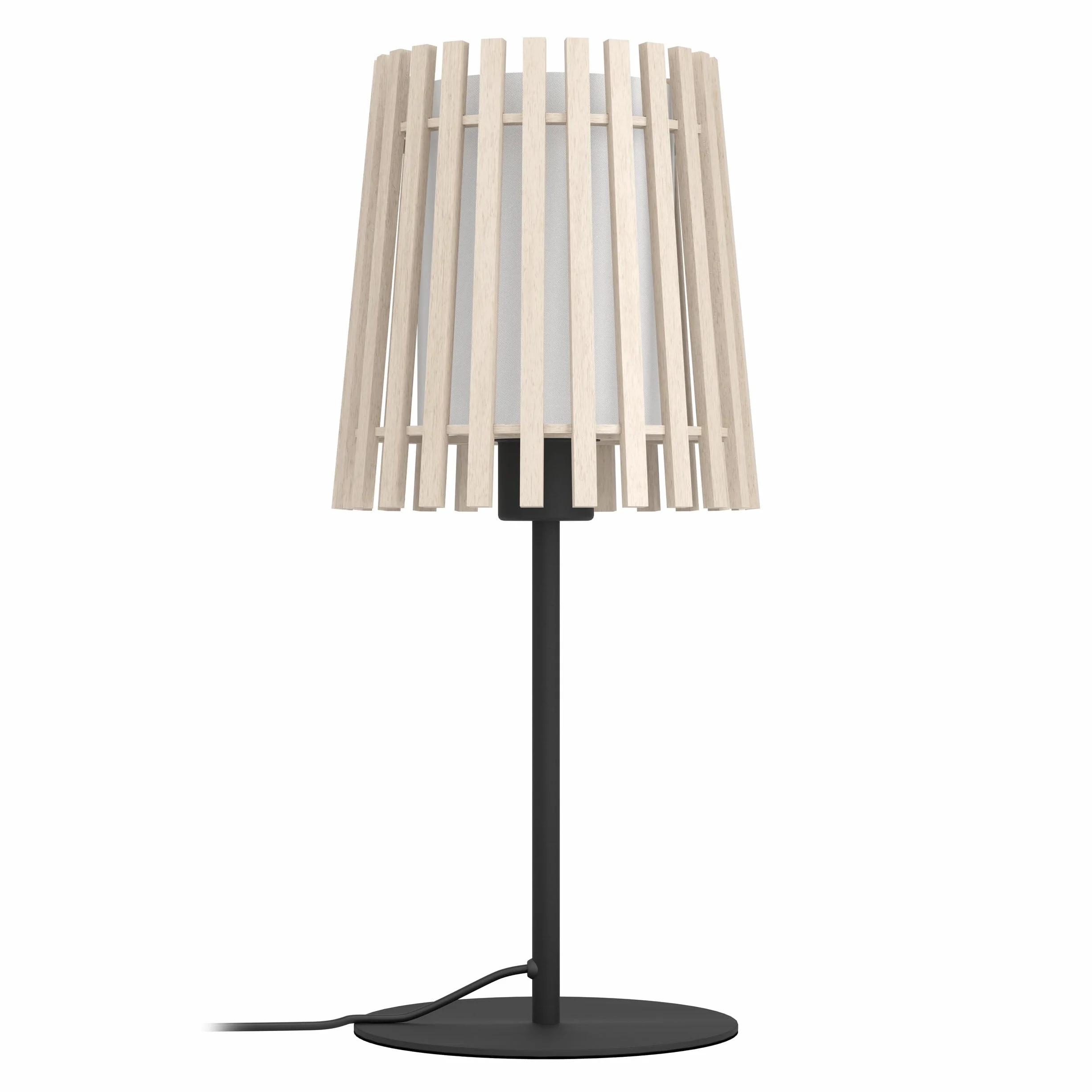 EGLO lampa stołowa Fattoria, naturalna lampka nocna | lampka z jasnego drewna i białej tkaniny, oświetlenie do salonu i sypialni, oprawa E27