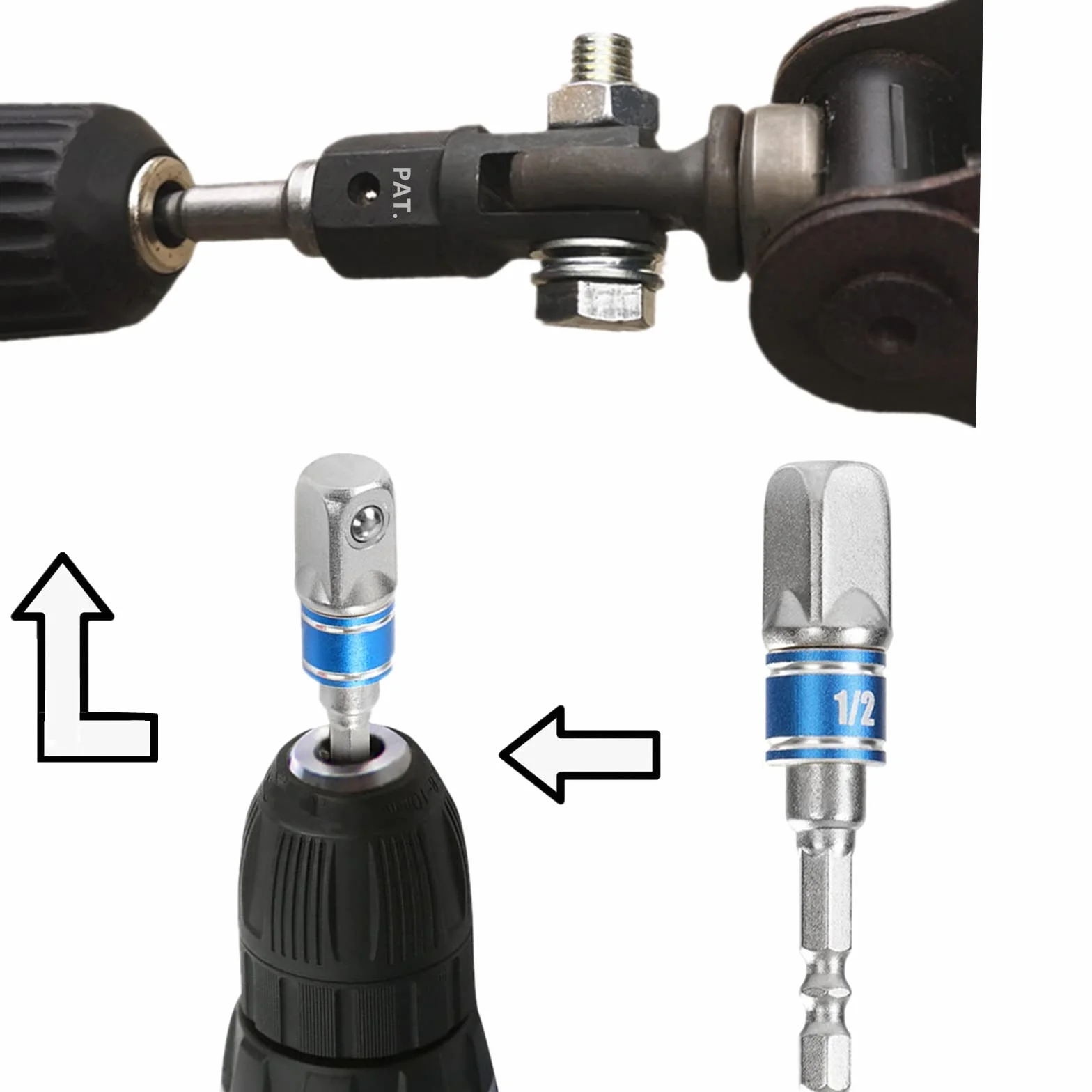 Adapter podnośnika nożycowego 1/5.1 cm do użytku z napędem 1/2 cala / wiertarkami udarowymi / grzechotką lub standardowymi gniazdami napędowymi lub kluczem nasadowym 13/16 cala / żelazkiem do