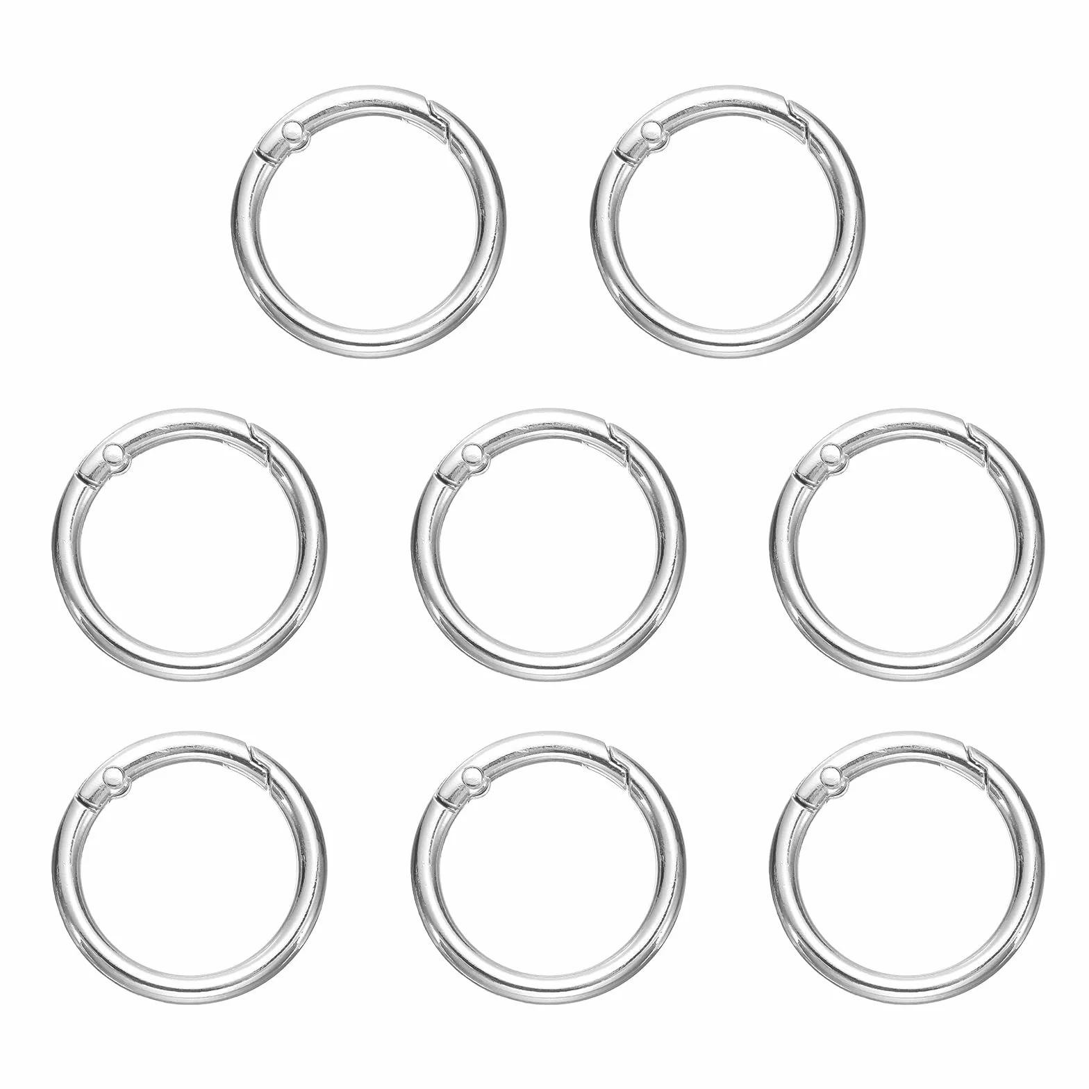 QUARKZMAN 8 sztuk sprężyn z metalowym karabińczykiem do kluczy, 32 mm, okrągły breloczek do kluczy, zapięcie zatrzaskowe, akcesoria do portfela, torby na ramię, kolor srebrny