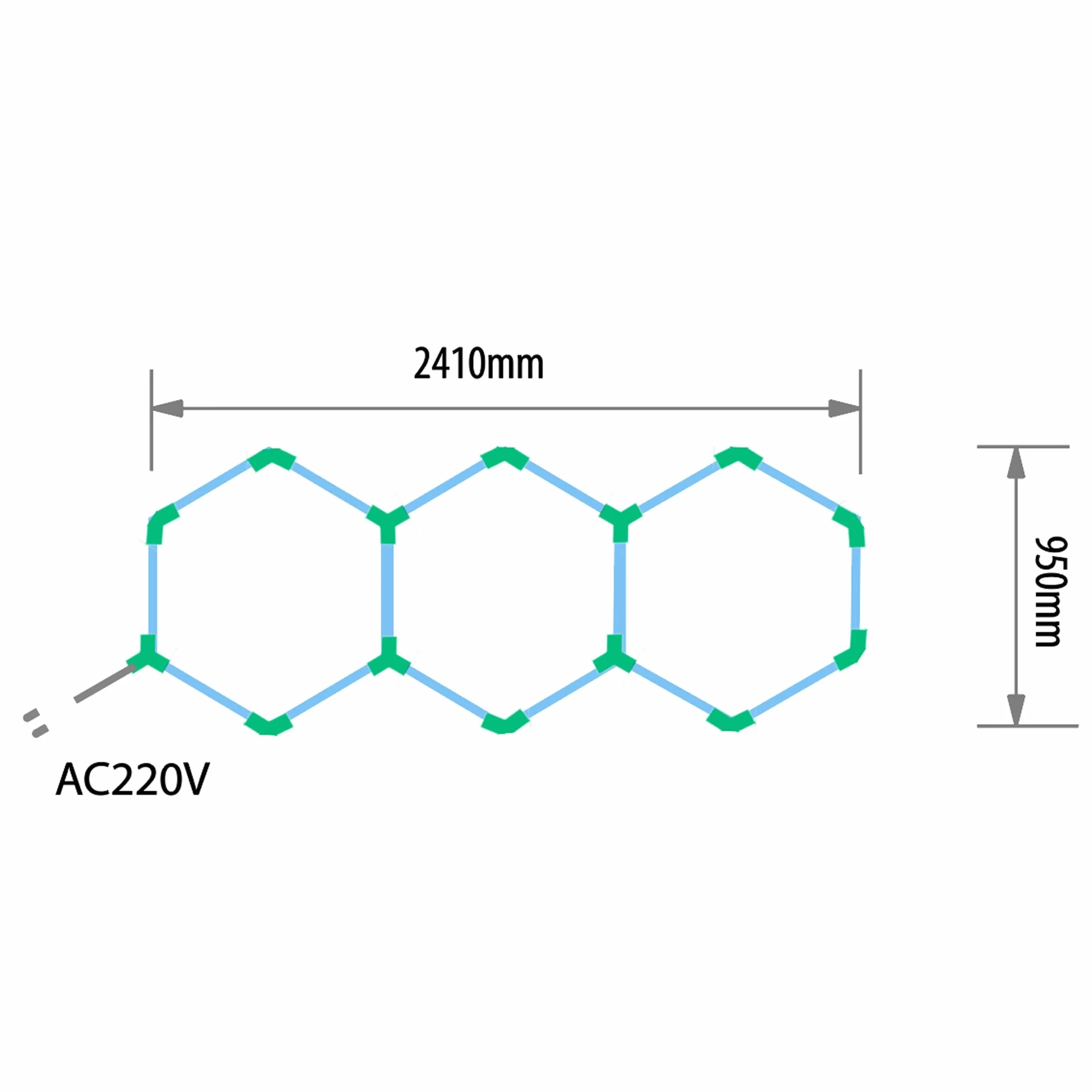 EinParts EPHCL03 lampa LED Hexagon 241x95 cm 3 moduły 14080 lm 6500K zimna biel do garażu warsztatu detailingu
