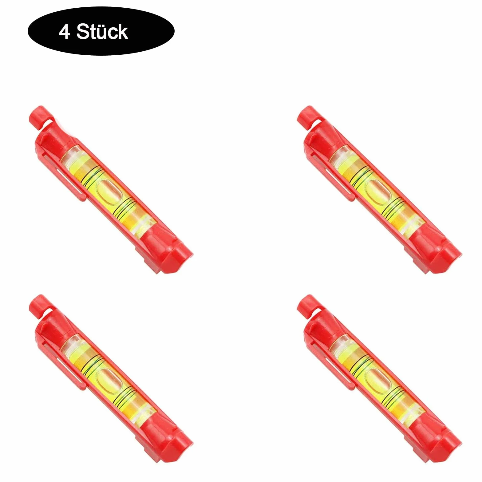 Catelves Poziomica sznurkowa, 4 sztuki, czerwona, profesjonalna, do prac murarskich, hydraulicznych, rynienowych, Spirit Level