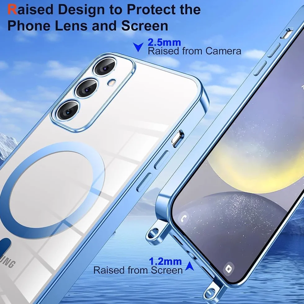 CaseLover Magnetyczne etui ochronne Samsung Galaxy A57 5G, przezroczyste silikonowe ze smyczką