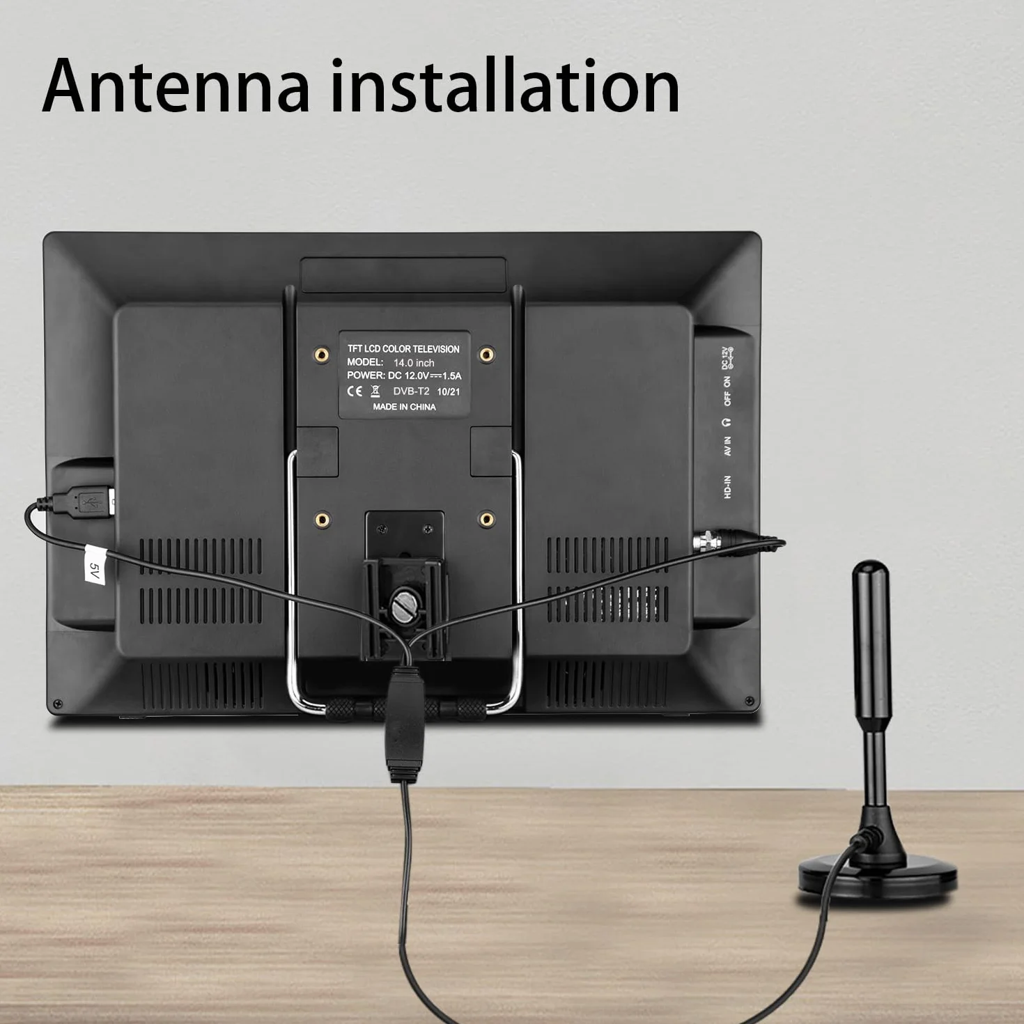 Przenośny telewizor cyfrowy 14-calowy LCD DVB-T2 Freeview USB HDMI