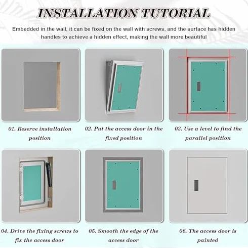 Malowany panel dostępu do płyt kartonowo-gipsowych – ukryty właz inspekcyjny do drzwi instalacyjnych pasuje do ściany i sufitu (450 x 650 mm) – idealny do montażu płyt gipsowo-kartonowych