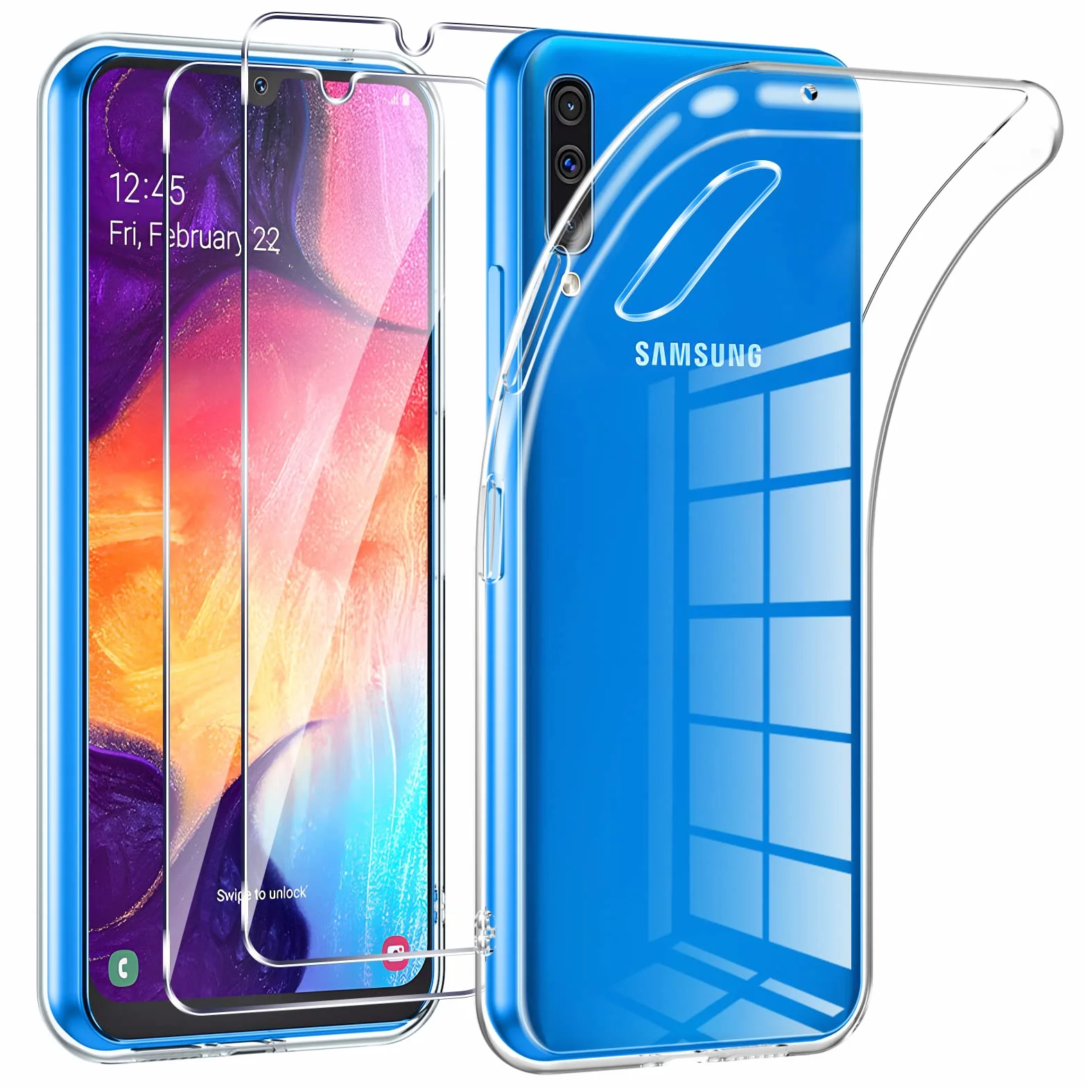 Phoona Etui Samsung Galaxy A50 Szkło Hartowane TPU Odporne na Wstrząsy