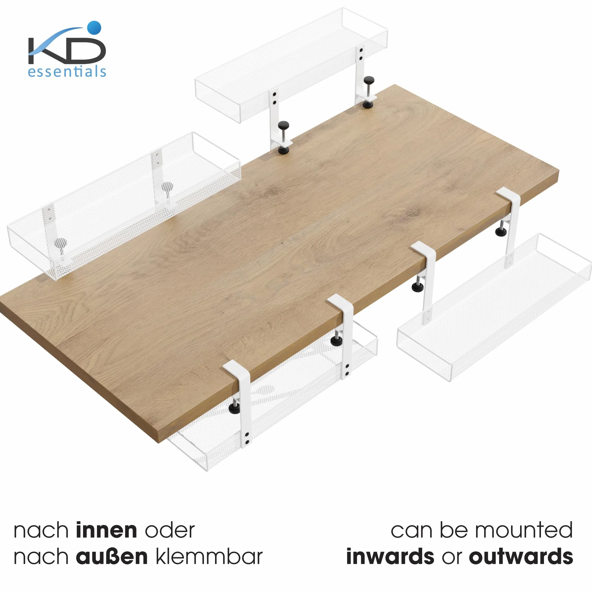 KD Essentials – Uchwyt na kable do biurka, biały | M, design siateczki, organizer kabli