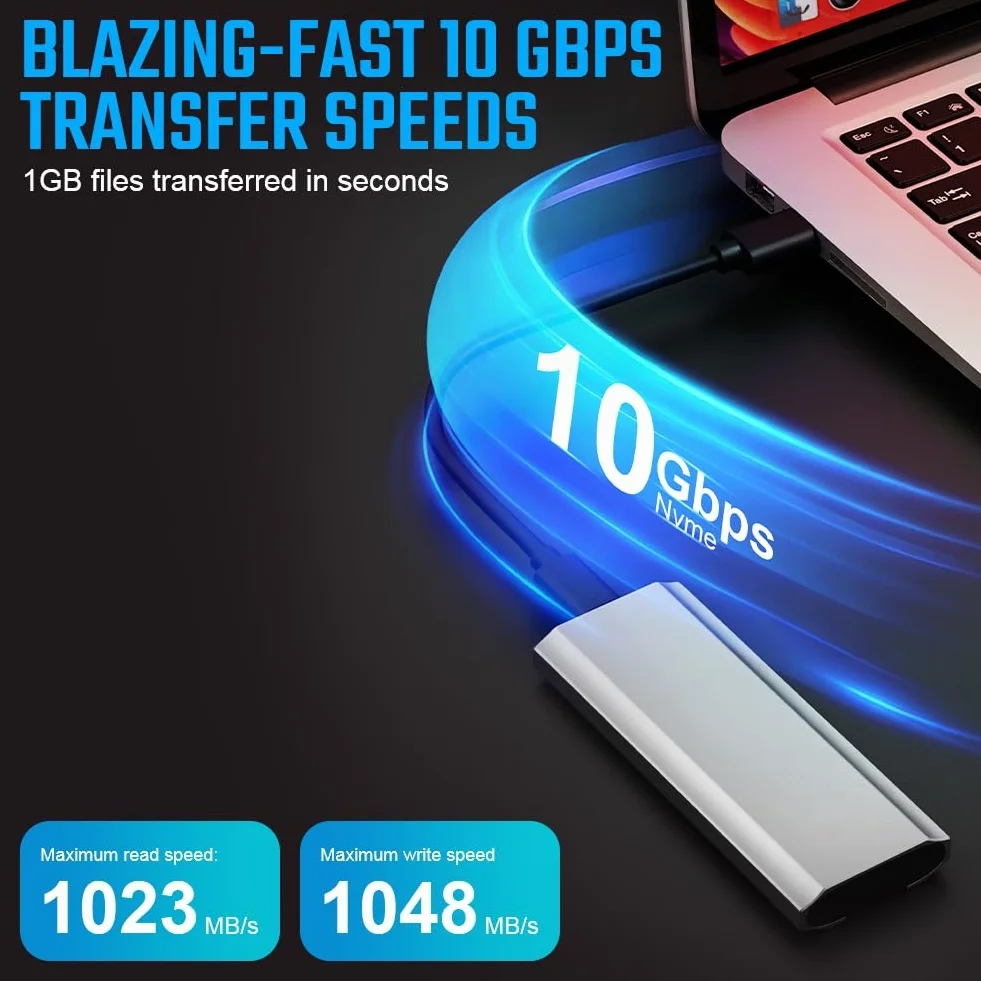 AXFEE Obudowa dysku SSD M.2 NVME, obudowa USB 3.2 Gen 2 NVMe, aluminiowe, beznarzędziowe obudowy zewnętrzne, adapter USB C NVMES 10 Gb/s, obsługa UASP i TRIM do kluczy M i M+B w dyskach SSD 2230/2242