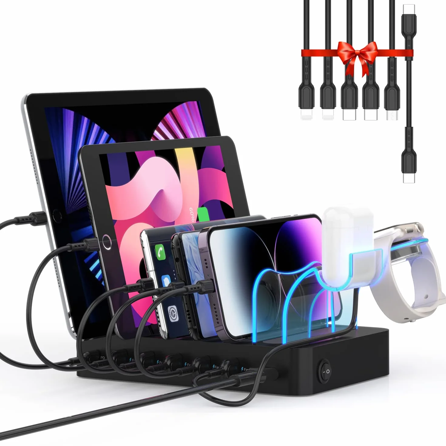SooPii 60W 6-portowa stacja ładująca USB C PD 20W szybkie ładowanie