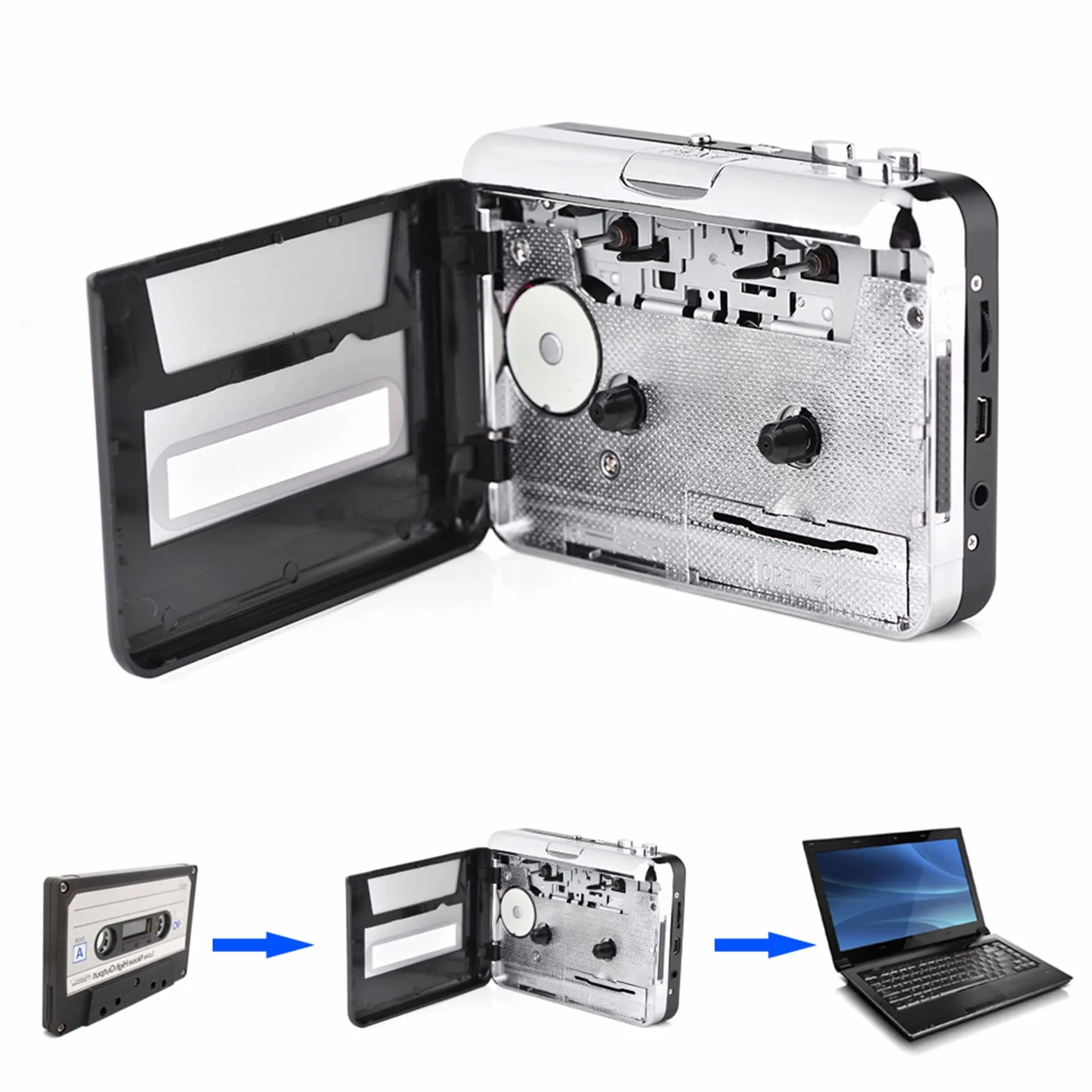 Odtwarzacz Kasetowy USB Kaseta Konwerter CD Mp3 Przechwytywanie Audio z Słuchawkami