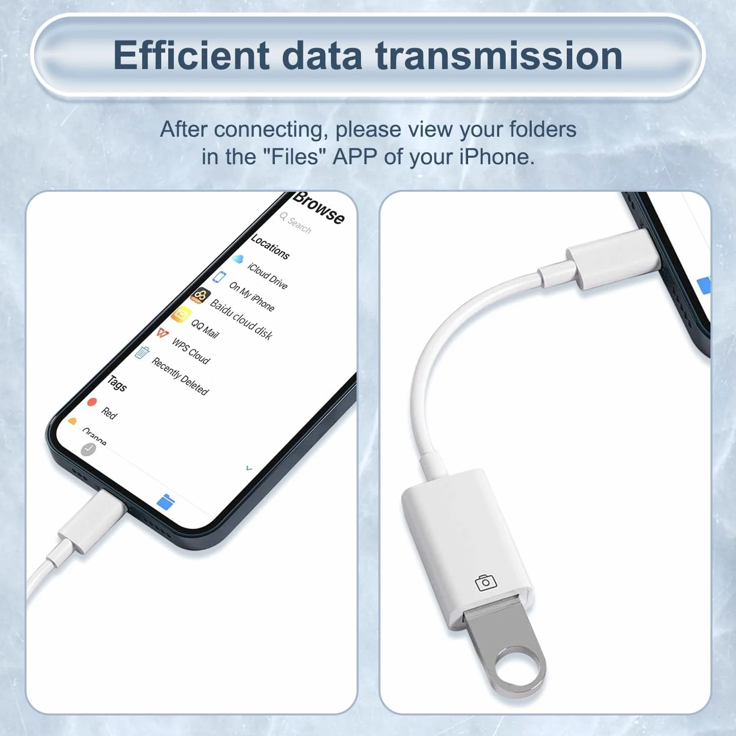 Adapter USB na Lightning MFi, Lightning męski na USB żeński 3.0 OTG do iPhone 14 13 12 11 iPada