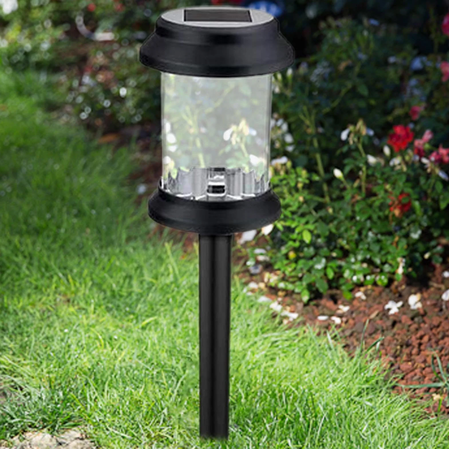 Lampy solarne ścieżkowe Zestaw 6 sztuk wodoodpornych lamp dekoracyjnych LED | Solarne lampy ogrodowe zewnętrzne balkon, park, trawnik, tereny, dziedziniec, patio, rabaty kwiatowe