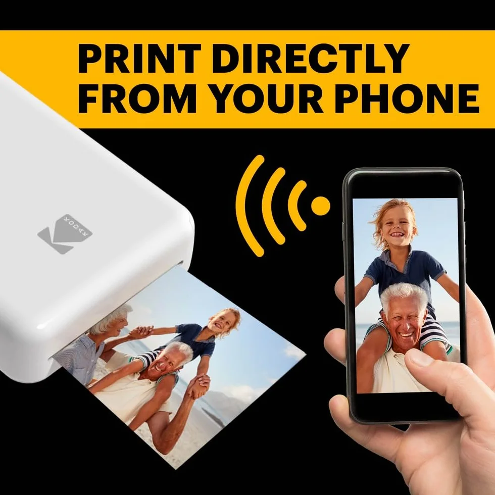 KODAK PM220 Drukarka fotograficzna i wkład MSC20 - Zdjęcia 5,4 x 8,6 cm, WiFi, kompatybilna z iOS i Android - Biała
