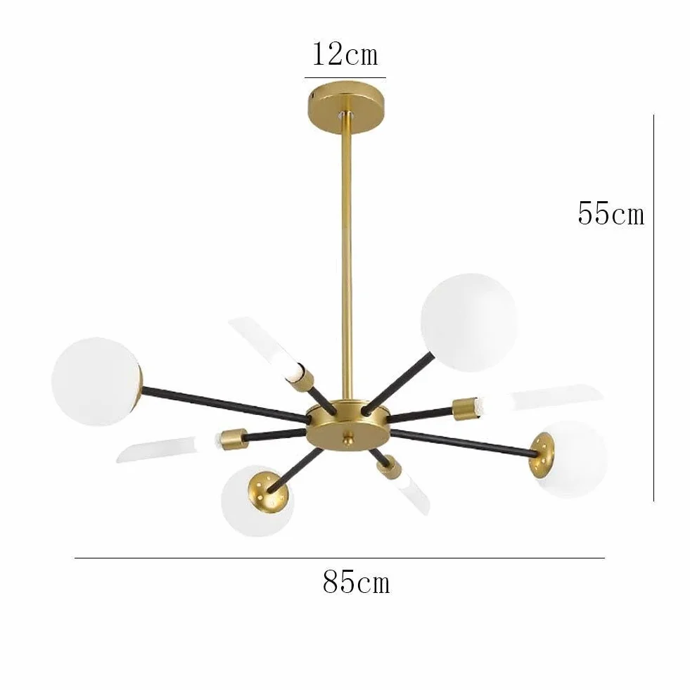 Czarne Złote Żyrandole Nowoczesne Akrylowe Wiszące Lampy Z 12 Światłami Matowy Biały Abażur Żyrandole Sufitowe Oprawy Oświetleniowe Do Salonu Bar Sklep（Gold Black-8）