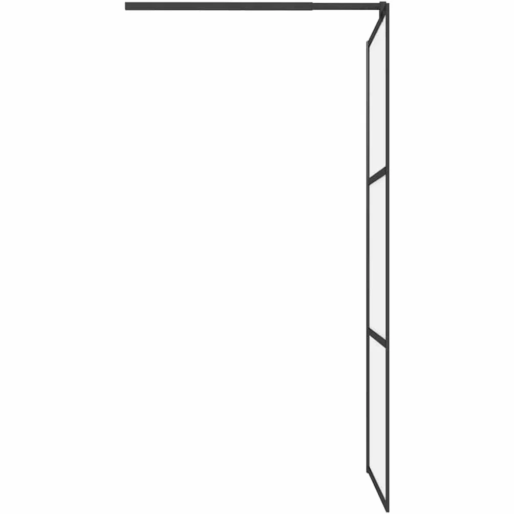 Ścianka prysznicowa Walk-in, 90 x 195 cm, matowe szkło ESG, czarna, aluminiowa rama, regulowana, ochrona przed pryskaniem, ścianka boczna łazienka, sanitarna z drążkiem podporowym i profilem do