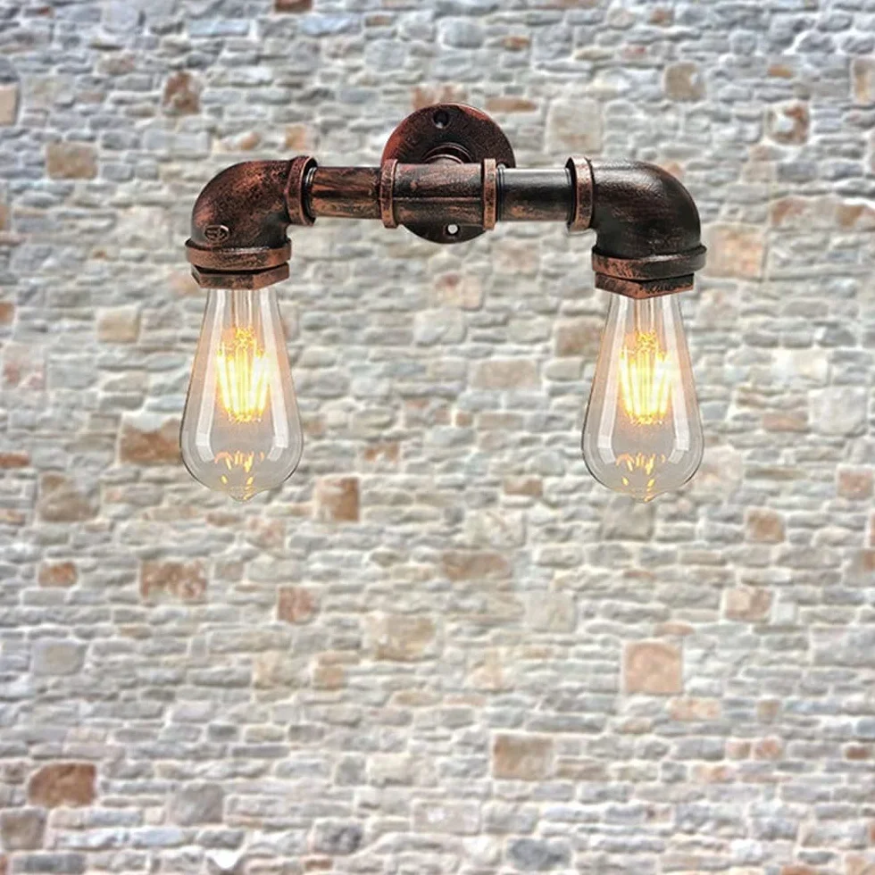 27, 2 głowice, w stylu vintage, żelazo, metalowa, lampa ścienna, lampa ścienna, wysoka przepuszczalność światła, oświetlenie wewnętrzne, do baru, kawiarni, restauracji, korytarza, korytarza