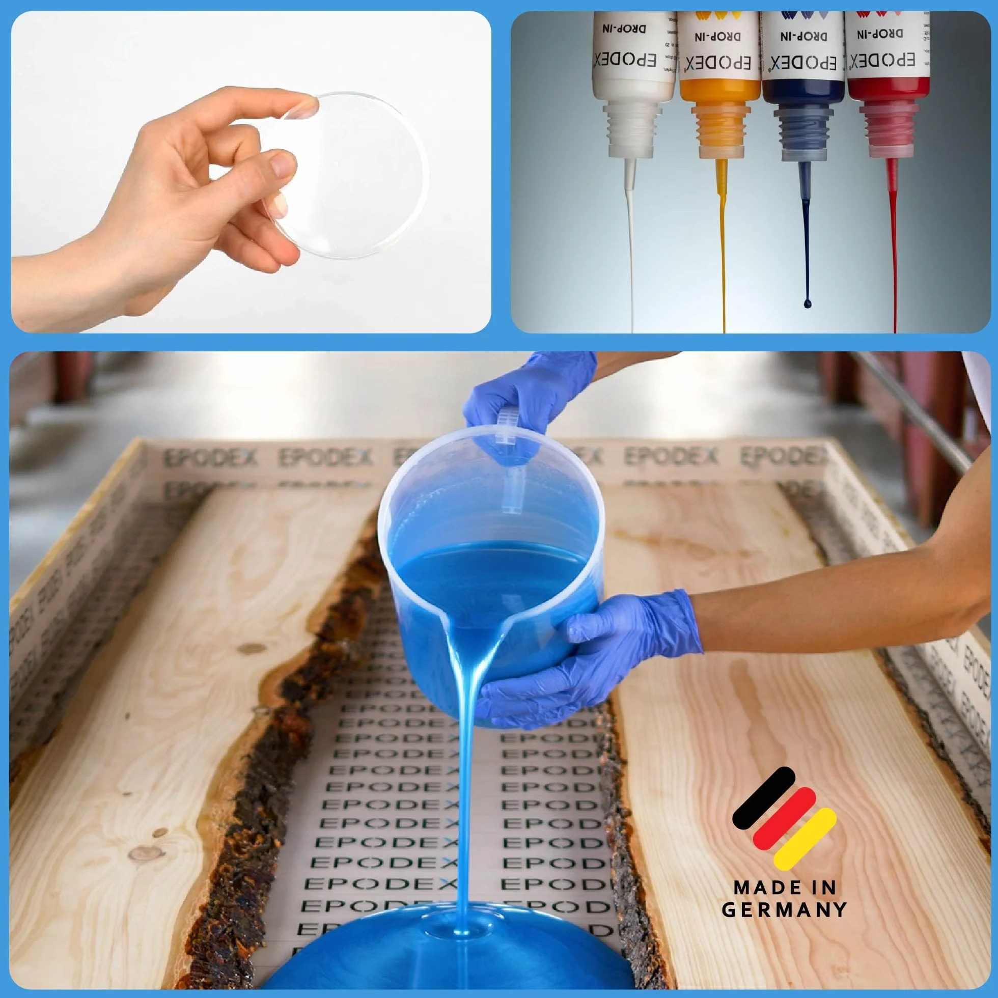 EPODEX Zestaw Żywicy Epoksydowej ECO+ | Przezroczysta do zalewów do 5cm | Z pigmentami lub bez | Do stołów typu river table, lamp, wysokich odlewów i innych projektów | 2-składnikowa żywica