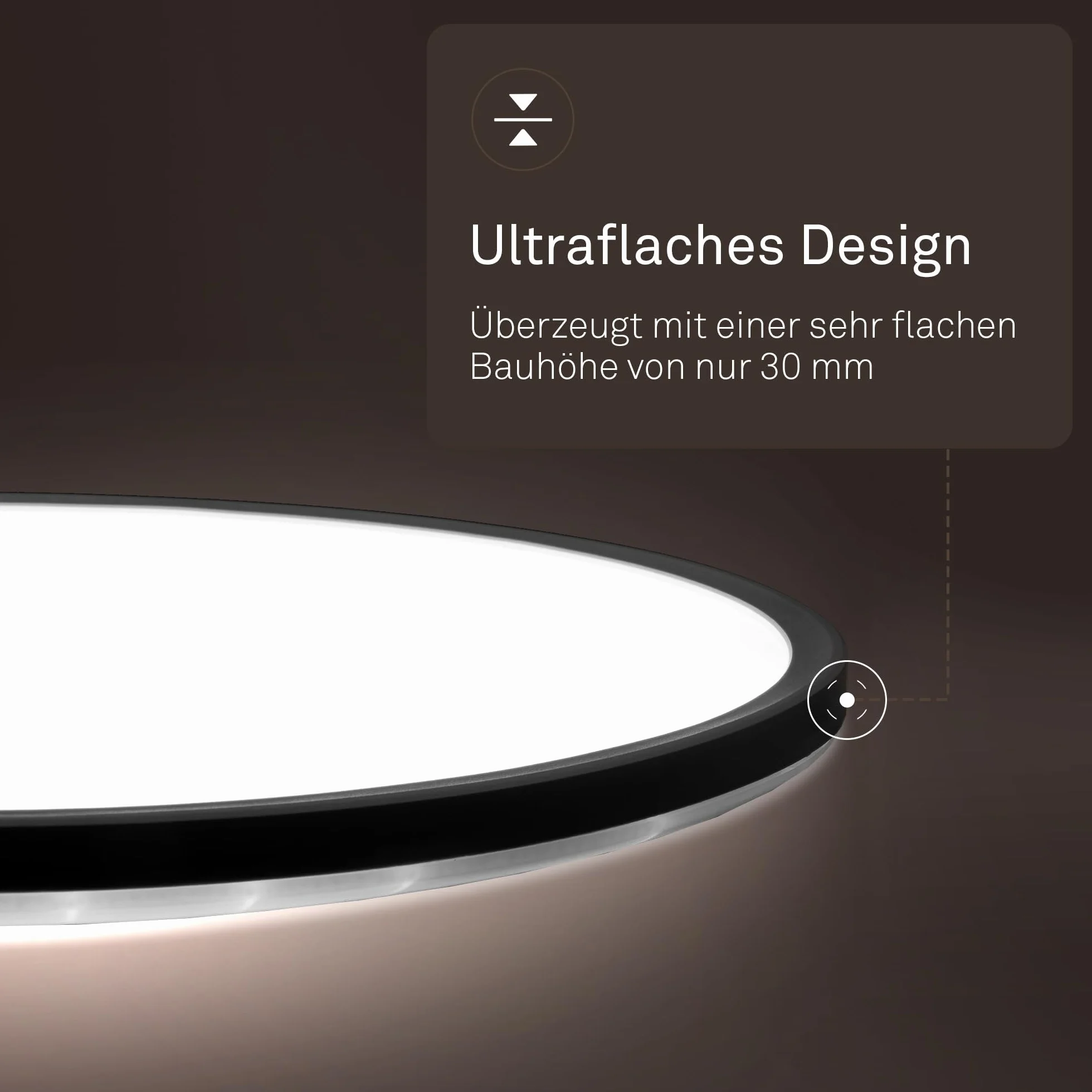 B.K.Licht - Panel LED z oświetleniem pośrednim, płaska forma i neutralne białe światło, klasa IP44, lampa sufitowa do łazienki, salonu oraz kuchni, 24 x 3 cm, czarny