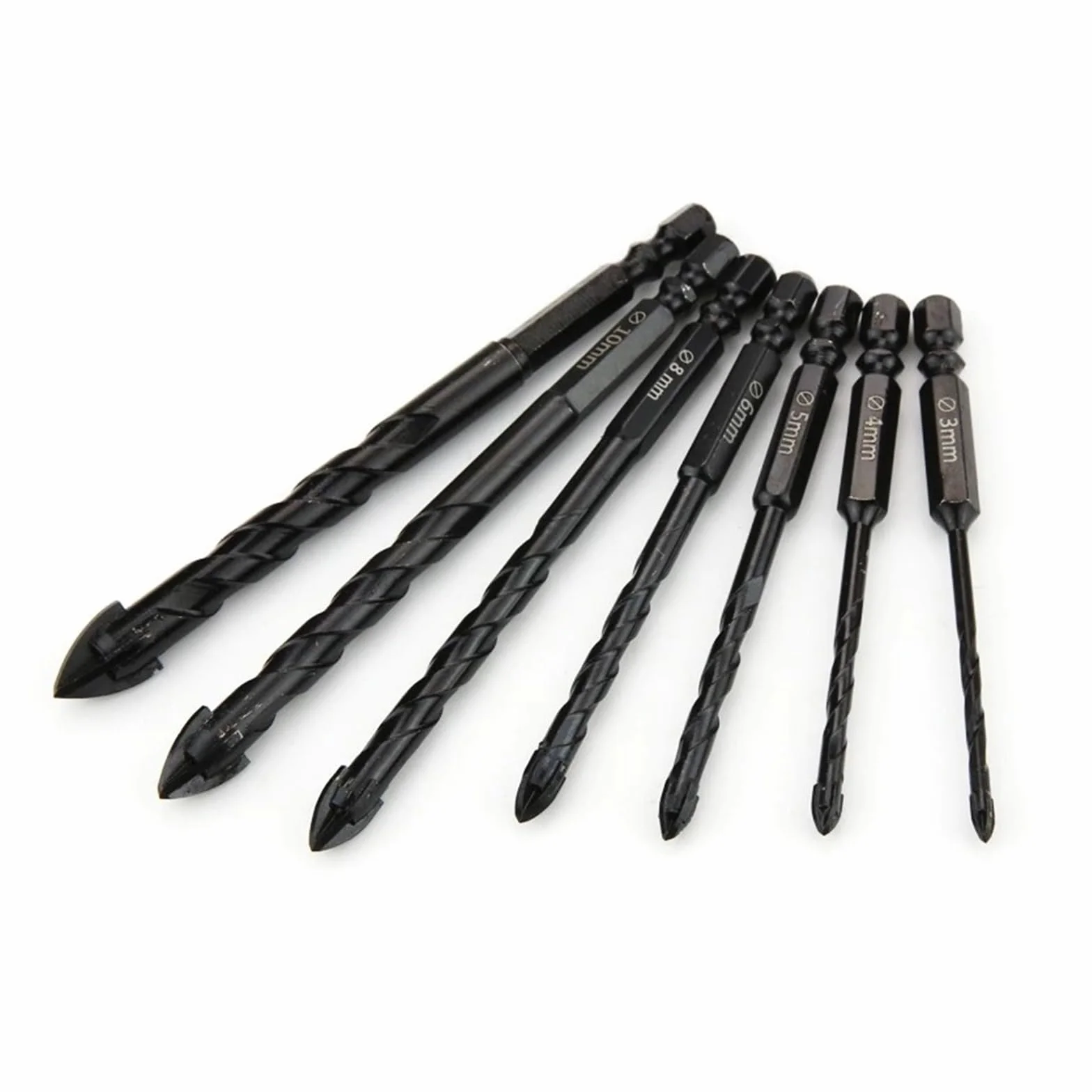 Zestaw wierteł sześciokątnych Wielofunkcyjny zestaw wierteł z węglików spiekanych do betonu, płytek porcelanowych, szkła i metalu(8mm(10Pcs))
