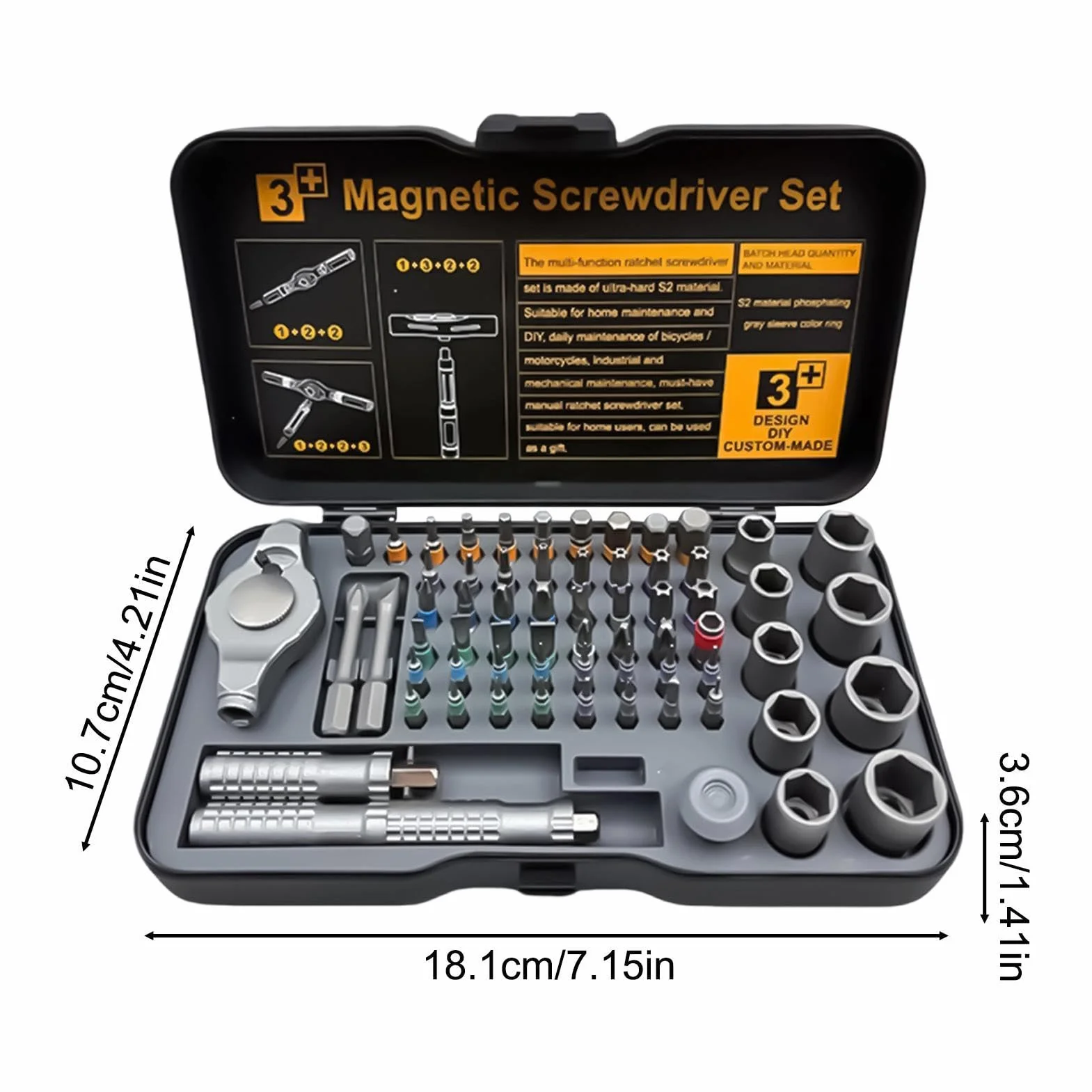 Magnetyczne Zestawy Wkrętaków 66-w-1 Precyzyjny Zestaw Narzędzi z Rączką T | Ergonomiczny Uchwyt Mini Zestaw Grzechotkowy Do domu, warsztatu, elektroniki, komputera, zegarka, samochodu, elektryka