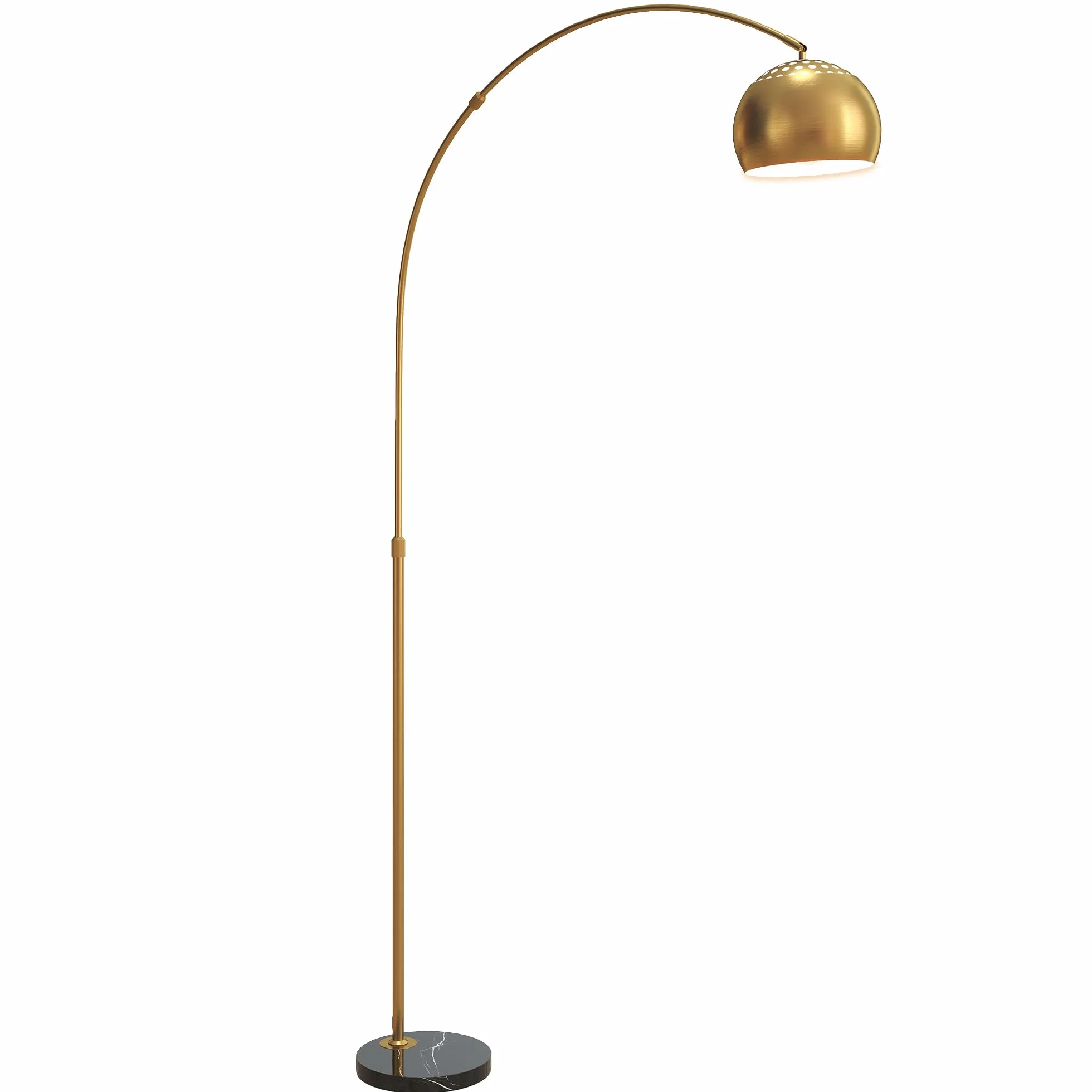 HOMCOM Lampa podłogowa do salonu o łukowatym kształcie i marmurowej podstawie, z regulowanym kloszem, włącznikiem nożnym i gniazdem E27, odpowiednia do sypialni i biur, żarówka nie jest dołączona