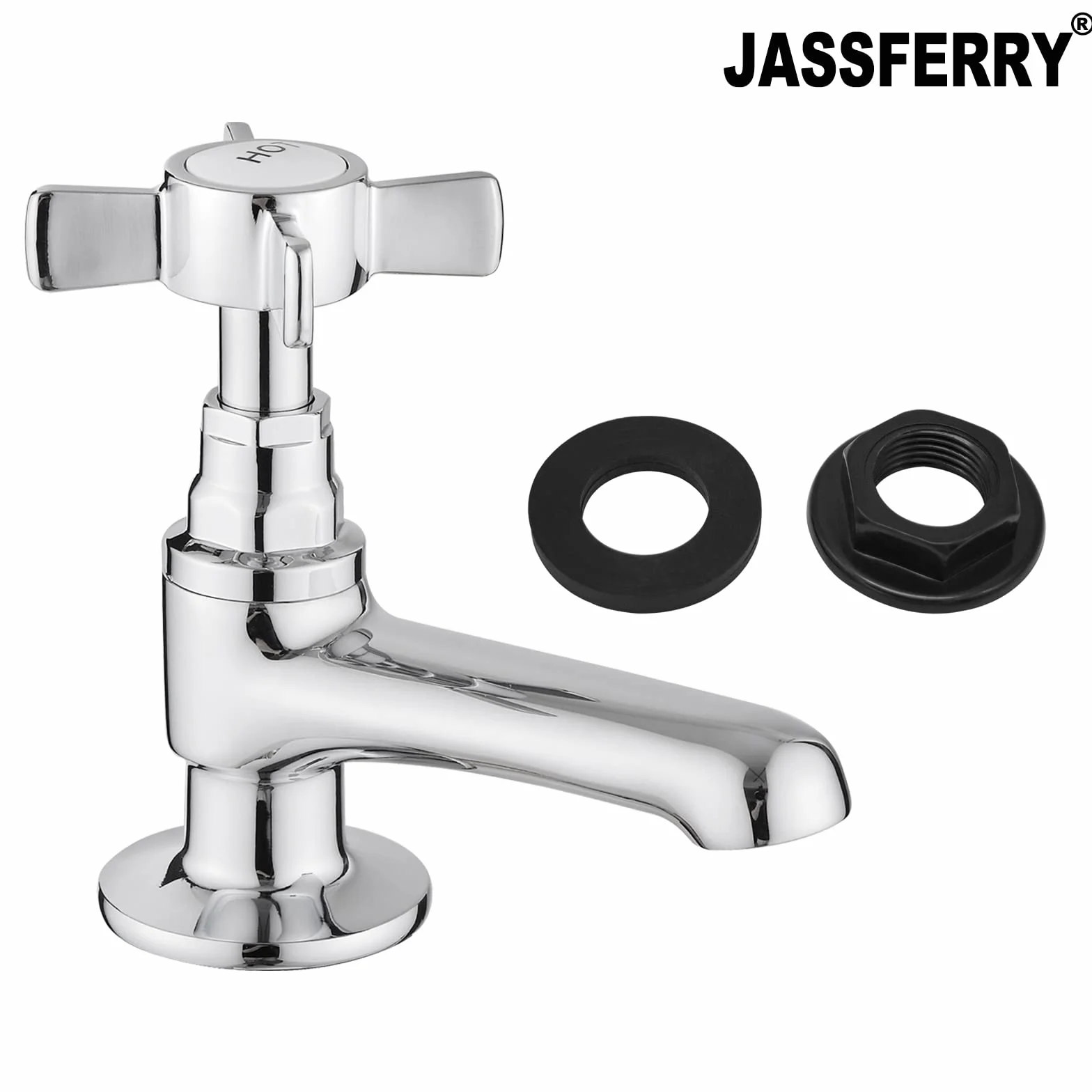 JASSFERRY Para kranów do umywalki ciepła i zimna woda łazienka zlew uchwyt krzyżowy ceramiczne uchwyty 1/2 cala baterie (krzyż)