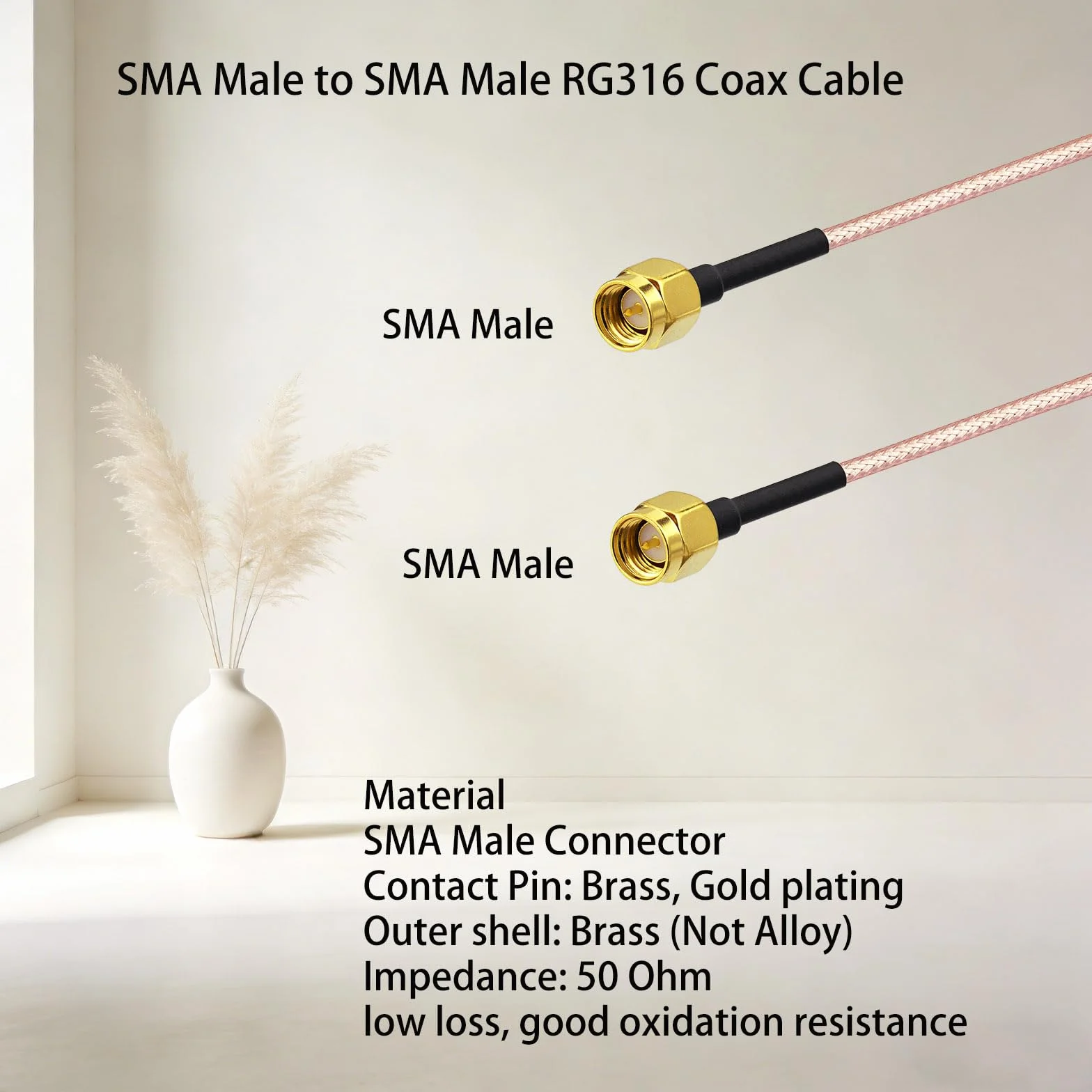 Superbat Kabel SMA męski na męski RG316 koncentryczny do analizatora anteny WiFi 4G VNA 2-pak