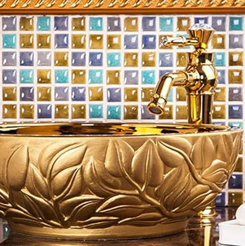 Ceramiczna umywalka nablatowa, okrągła umywalka nablatowa do eleganckiej dekoracji hotelu i domu