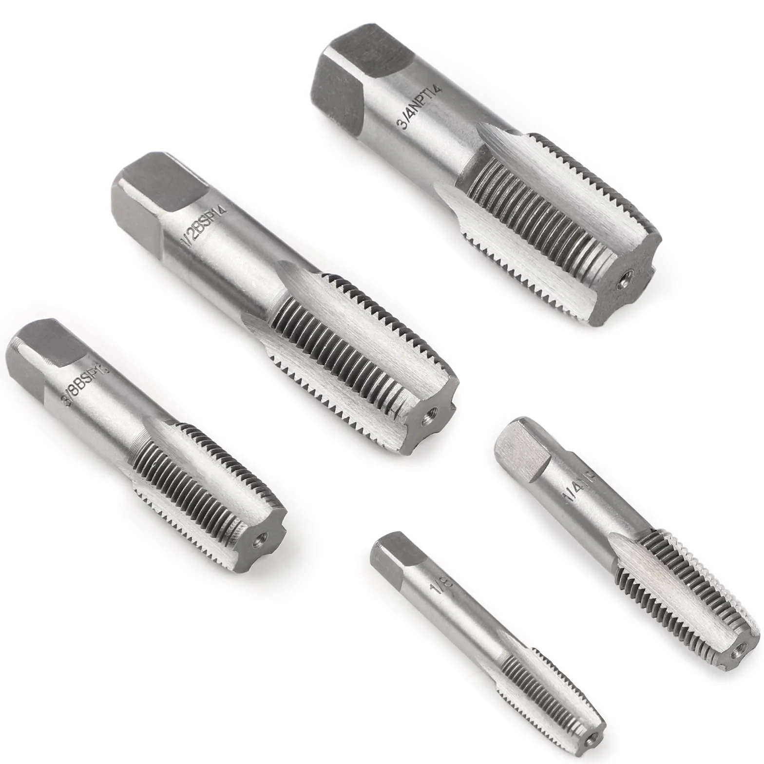 SWAWIS Zestaw 5 gwintowników do rur, gwintownik G1/8、G1/4、G3/8、G1/2、G3/4, gwintownik maszynowy, naprawa połączeń gwintowanych rur