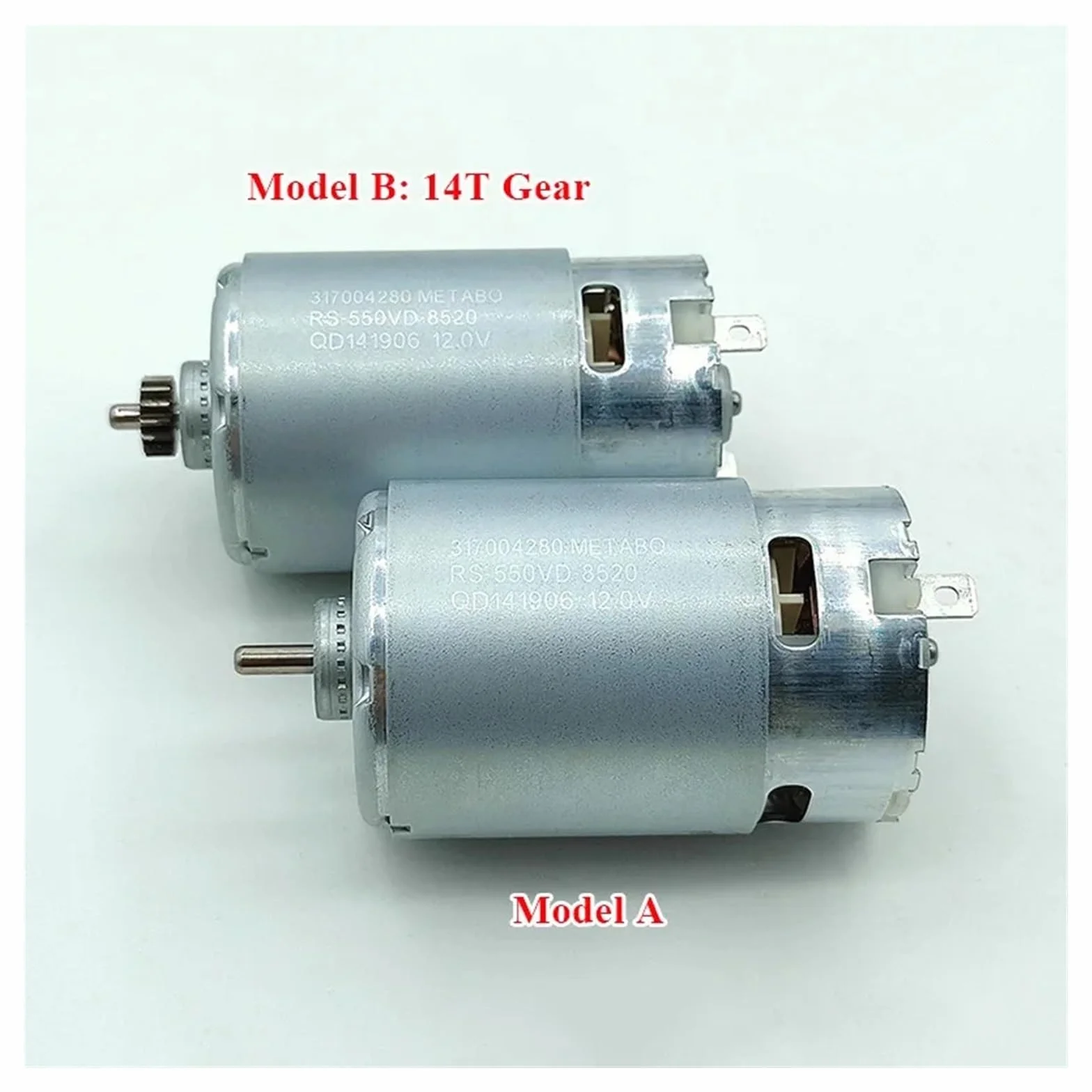 Silnik mocy 22000 obr./min RS-550 12 V Szczotka węglowa do narzędzi ogrodniczych(MODEL B 14T GEAR_12V)