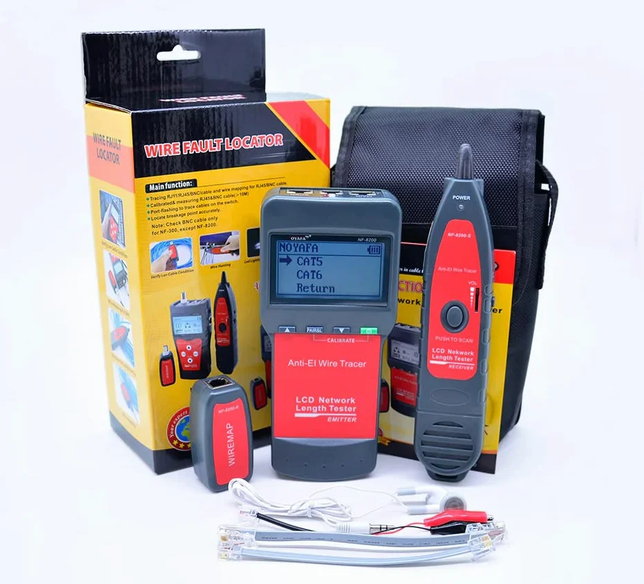 Tester kabli i sieci NOYAFA NF-8200 LCD LAN Tester sieciowy tester kabli RJ45 Tester kabli Ethernet Cable Tracker, tracker i tester kabli