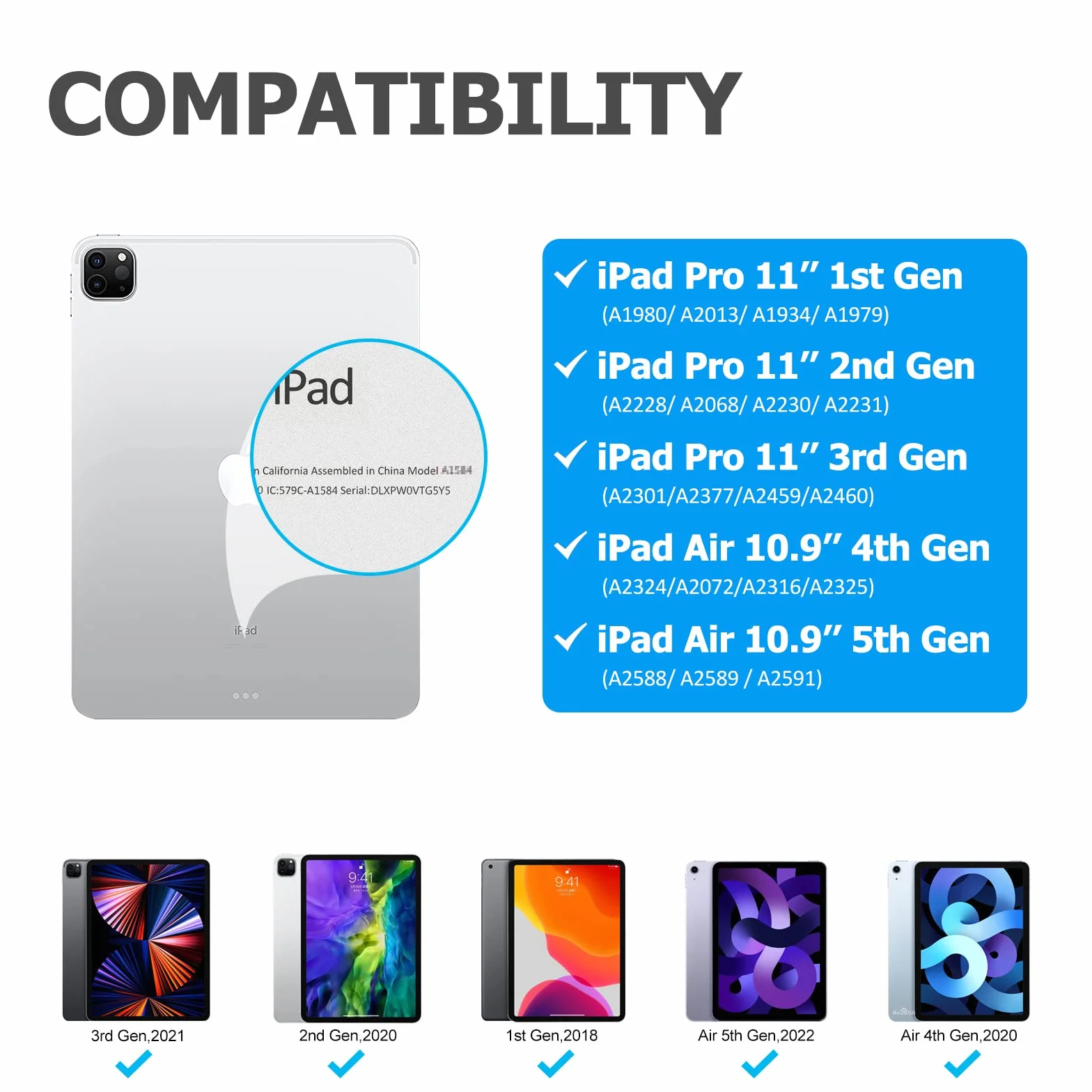 Magic Keyboard 10.9 iPad Air (5, 4 generacji), etui z klawiaturą do iPada Pro 11 cali (3. / 2. / 1. generacji) wolnounosząca się podstawa, magnetyczna klawiatura z gładzikiem, USA QWERTY