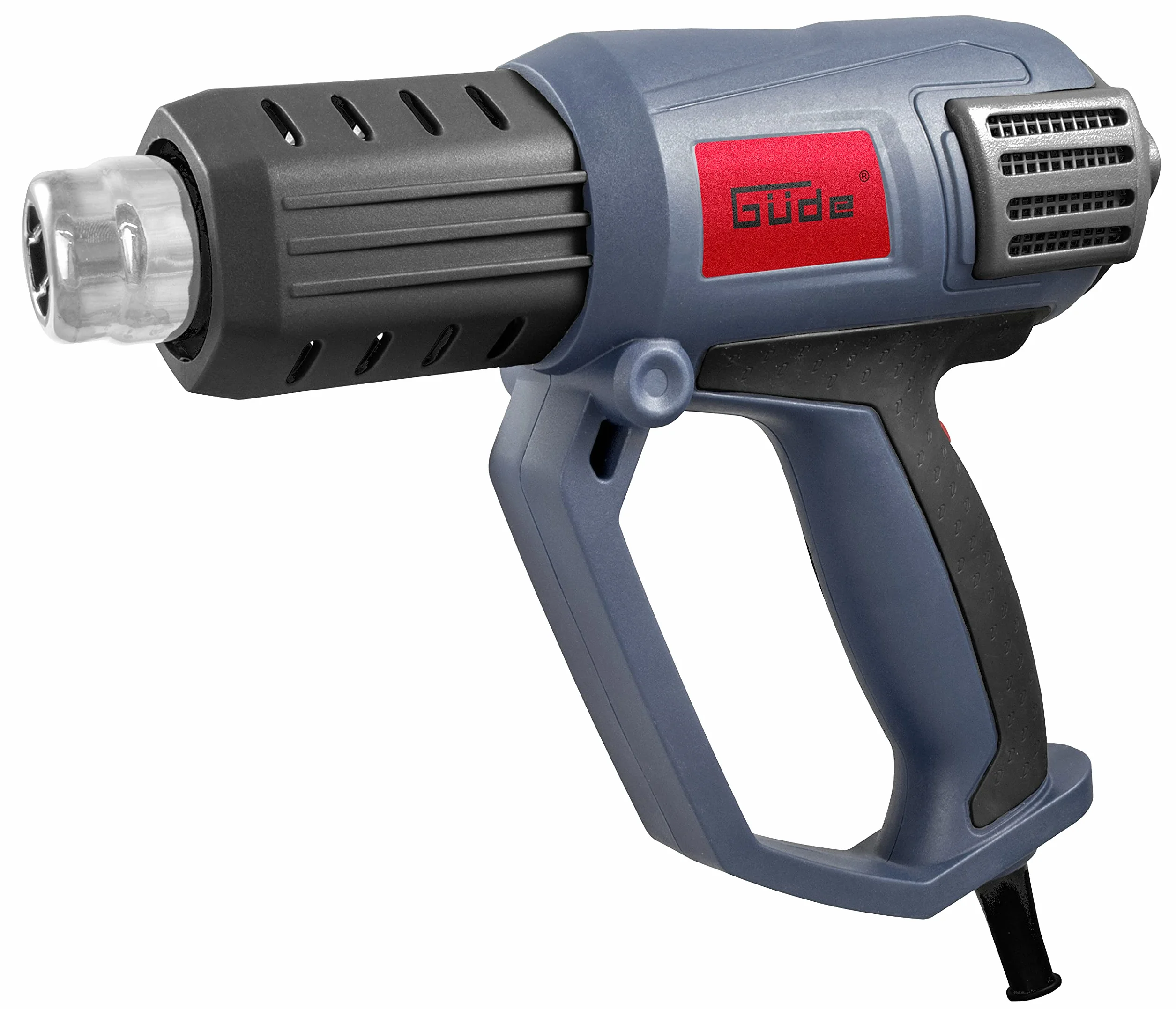 Güde 58121 HLG 650-2000 LCD dmuchawa na gorące powietrze pistolet (wskaźnik temperatury LED, 50-650°C, 4 dysze nasadkowe, 2000 W)