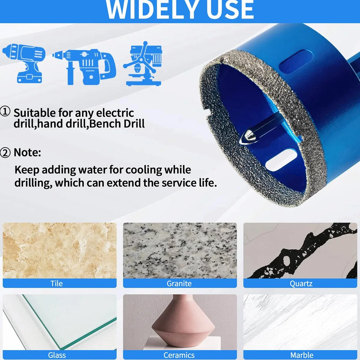 Diamentowa otwornica 150 mm z wiertłem centrującym, profesjonalne wiertło rdzeniowe lutowane do płytek, porcelany, ceramiki, szkła, kwarcytu, marmuru