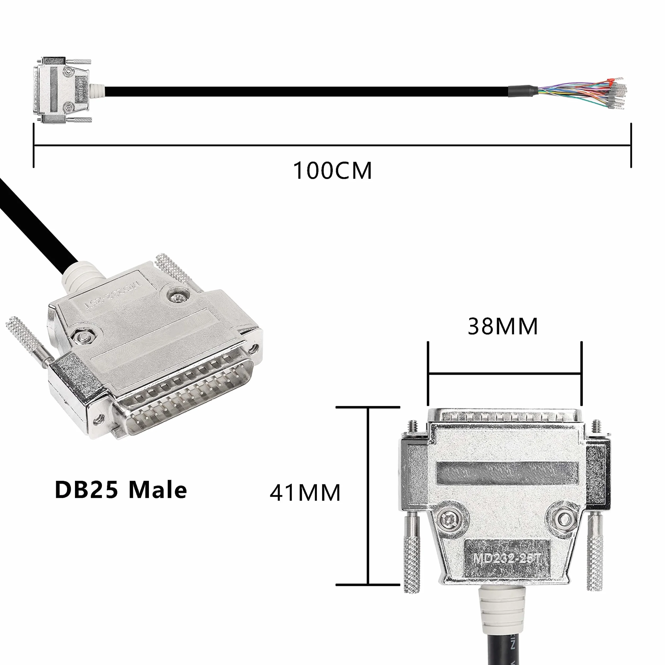 DB25 adapter RS232 25-pinowy kabel przedłużający szeregowy bezlutowy 1M DB25 męski