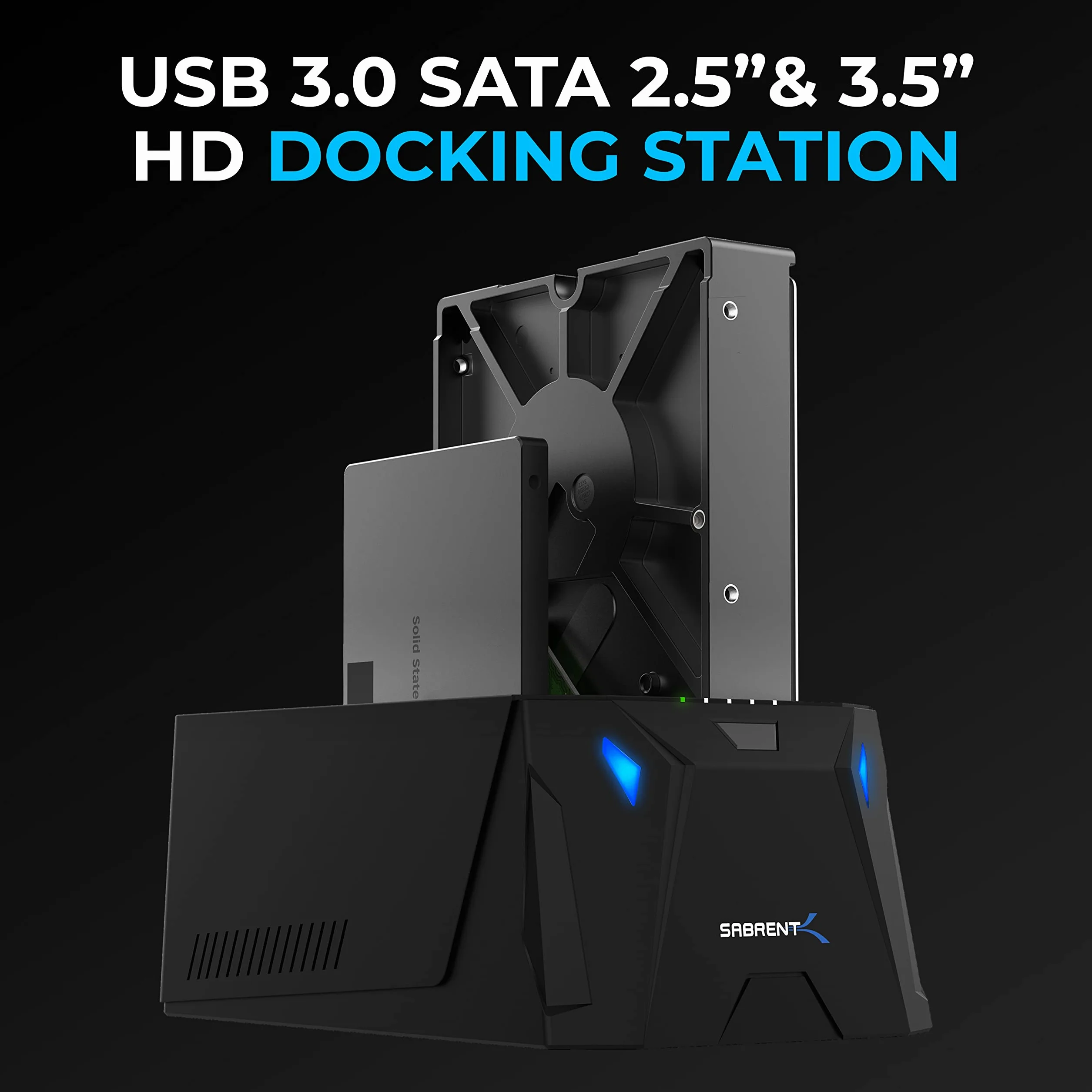 SABRENT 2 Bay USB A Stacja dokująca do dysków twardych 5 Gbps 2,5" 3,5" SATA HDD SSD Dock z klonowaniem offline EC HD2B