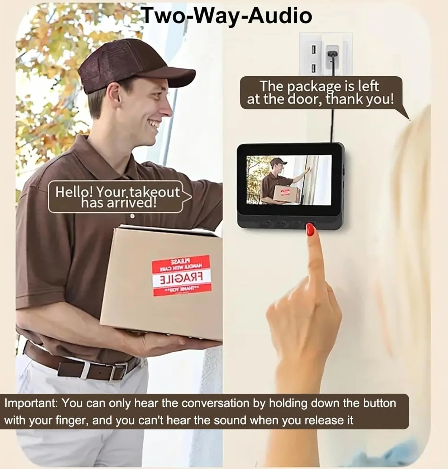 Wireless Video Doorbell 4,3-calowy ekran IPS 2,4G Bezprzewodowy dzwonek wideo Dwukierunkowy domofon z kamerą 170° HD Infrared Night Vision Dwukierunkowy dźwięk sprawiają, że Twoje bezpieczeństwo w