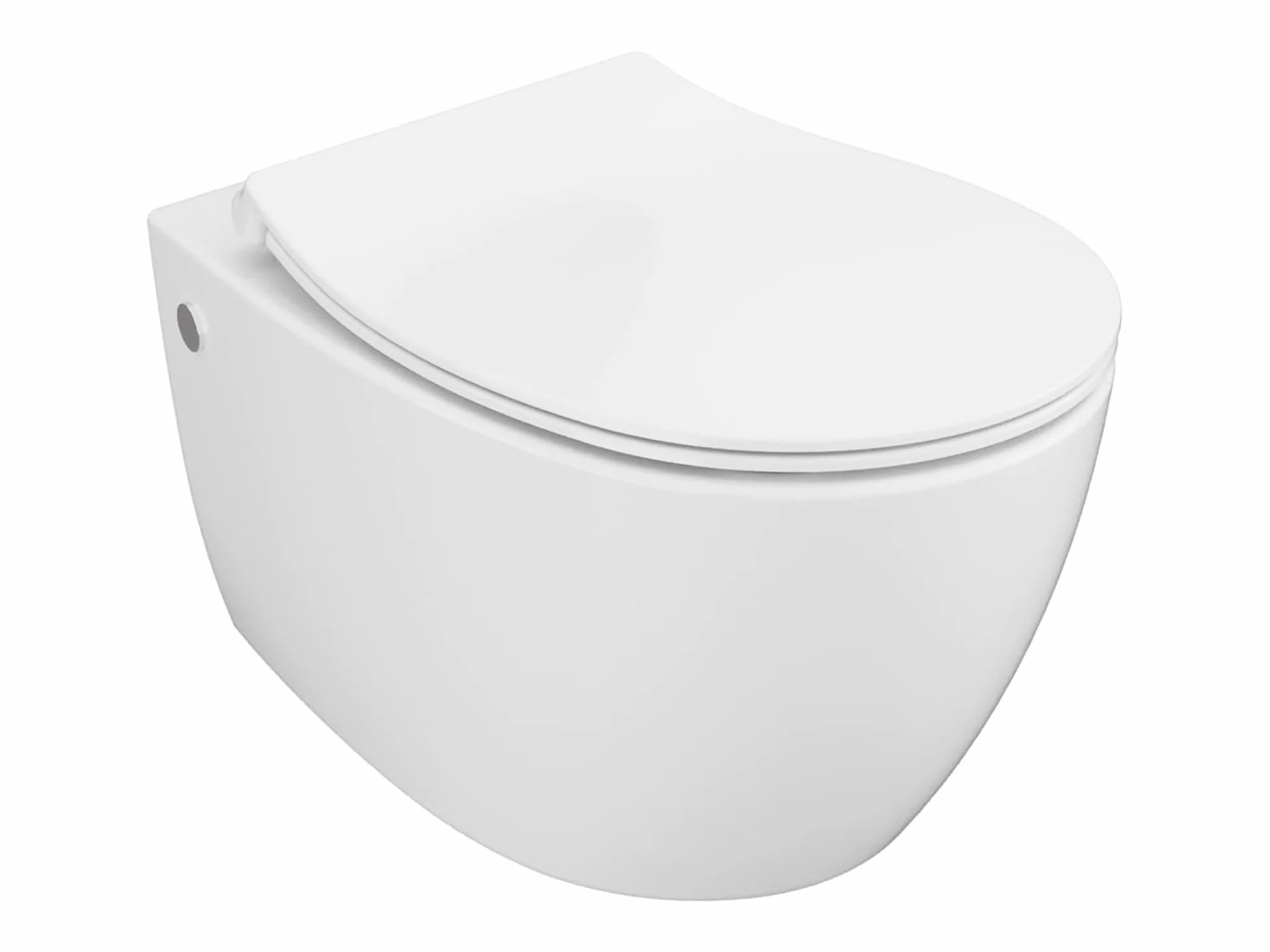 Aqua Bagno | Wisząca WC bez krawędzi spłukiwania z duroplastu Softclose, biała ceramiczna toaleta, spłukiwacz do spłukiwania, długość 51 cm