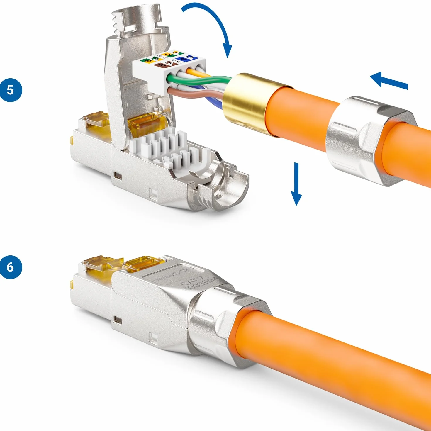 deleyCON CAT 7 Wtyczka Sieciowa Kątowa Ekranowana 10 Gbit/s 600 MHz RJ45