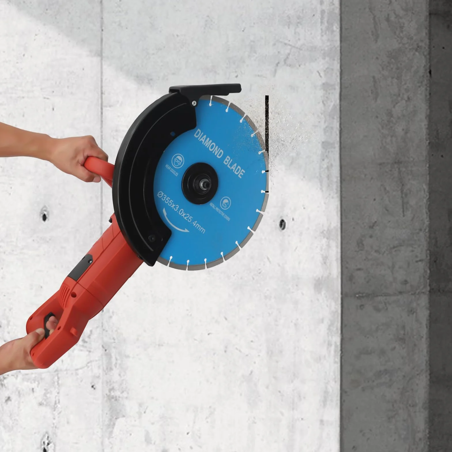 Piła do betonu elektryczna piła tarczowa 3000 W, 350 mm, piła tarczowa na mokro i na sucho, głębokość cięcia 135 mm, maszyna do cięcia kamienia z rurą wodną, pompą wodną, brzeszczotem, do kamienia i