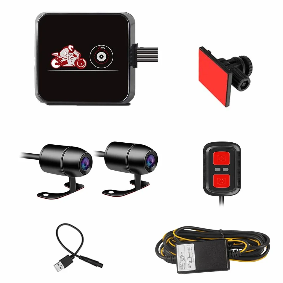 VSYSTO Kamera motocyklowa 1080p podwójna soczewka WiFi szerokokątna 130°
