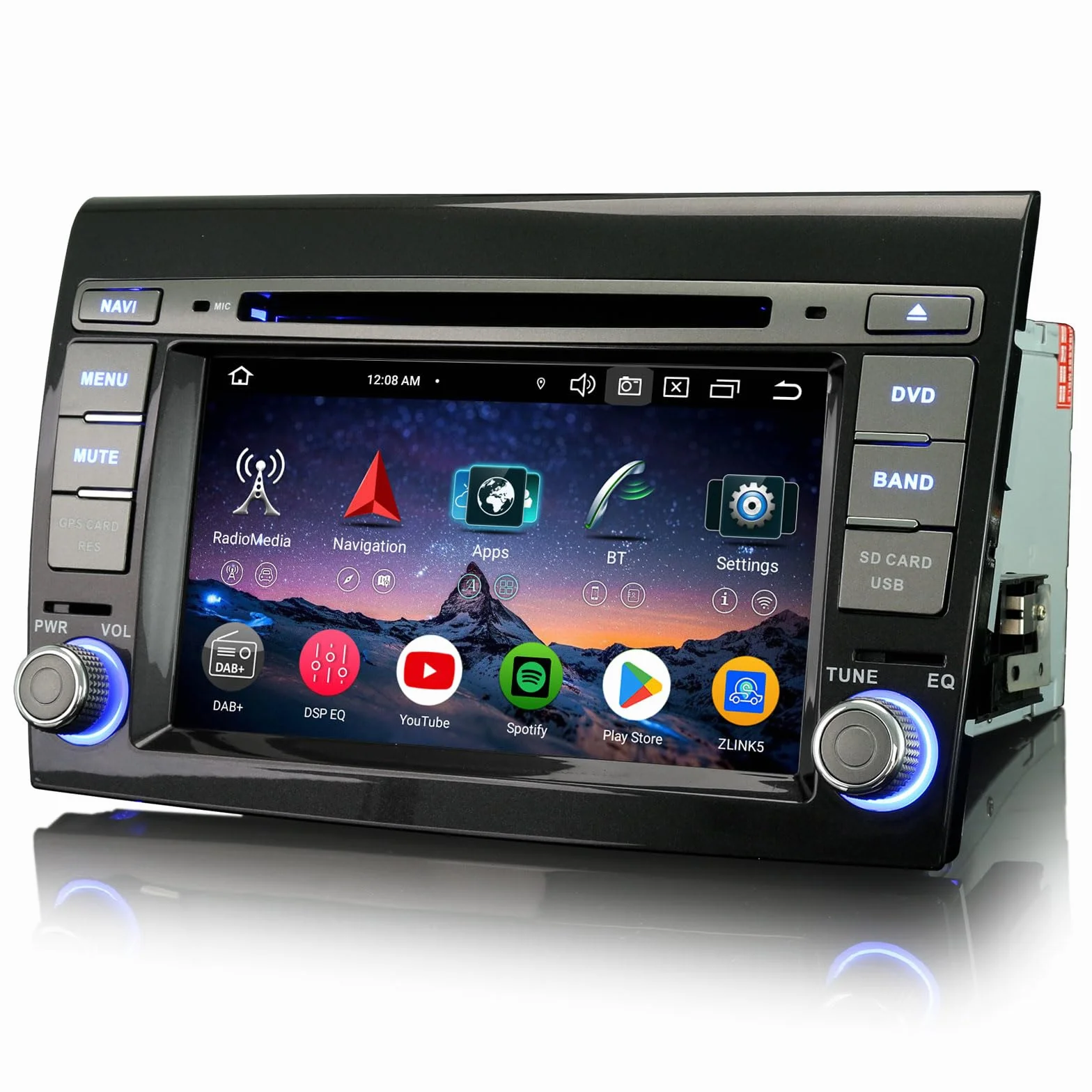Erisin Radio Samochodowe 7 Cali 8-Rdzeniowe 4GB+64GB Android 14 Bluetooth GPS dla FIAT Bravo 2007-2014