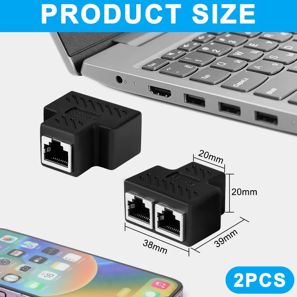 AXFEE rozdzielacz LAN RJ45 1 na 2 adapter Ethernet Cat5 Cat5e Cat6 Cat7 Cat8