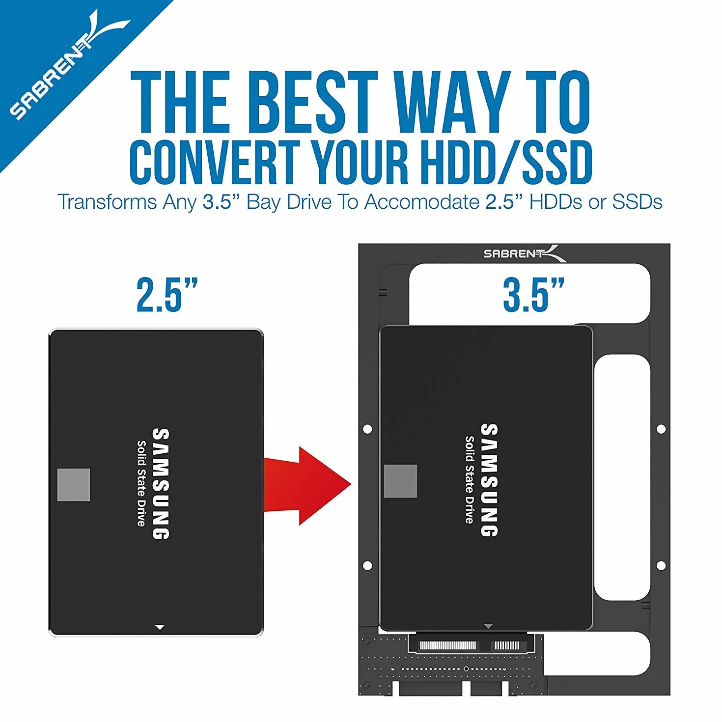 SABRENT Wewnętrzny adapter dysku twardego 6.3 cm do 8.9 cm rama montażowa SSD SATA
