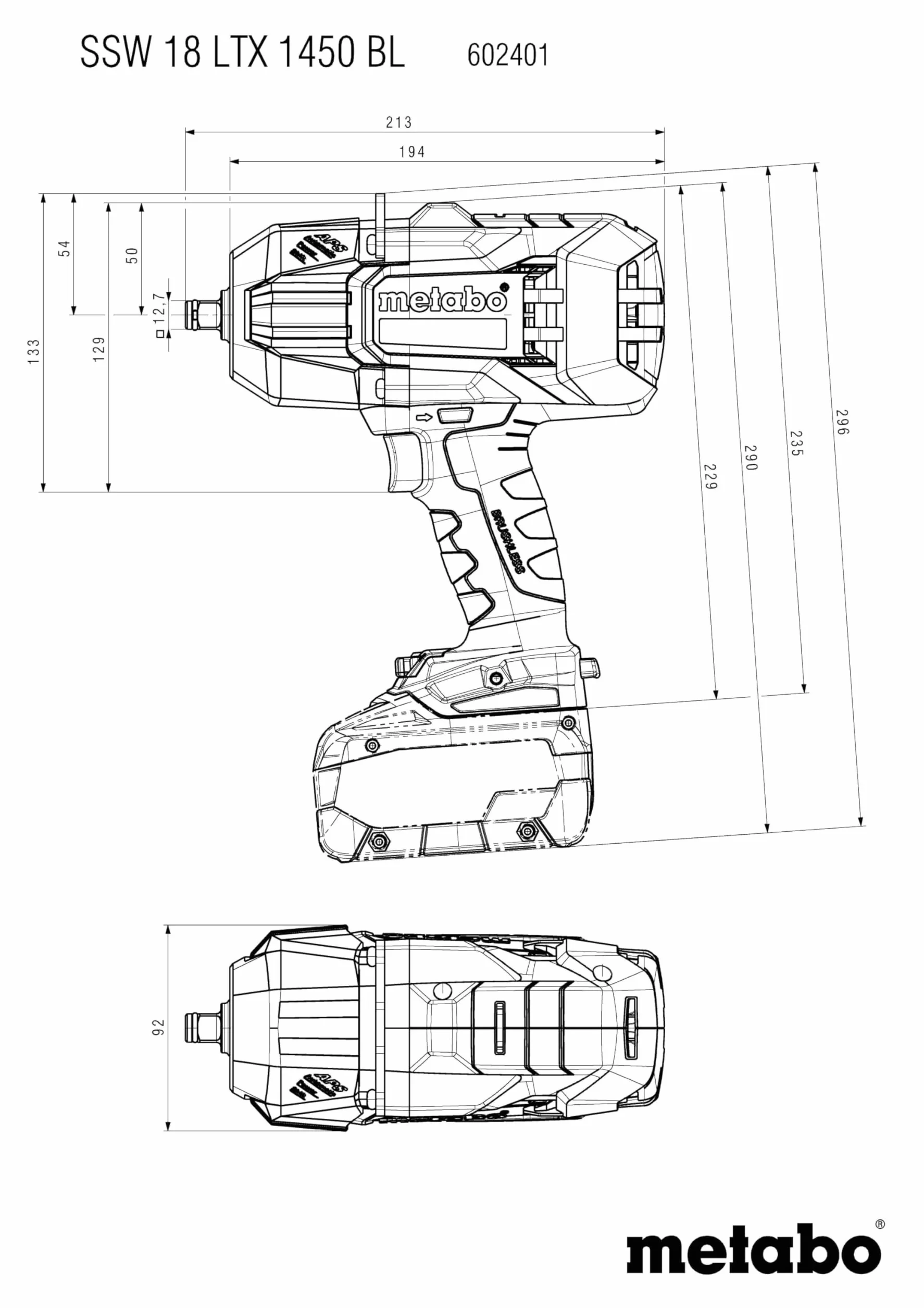 metabo Akumulatorowa wkrętarka udarowa SSW 18 LTX 1450 BL – 18 V, 1450 Nm, czworokątna zewnętrzna 1/2", 12 poziomów momentu obrotowego, 1500 obr./min – bezszczotkowa, kompaktowa i mocna, idealna do