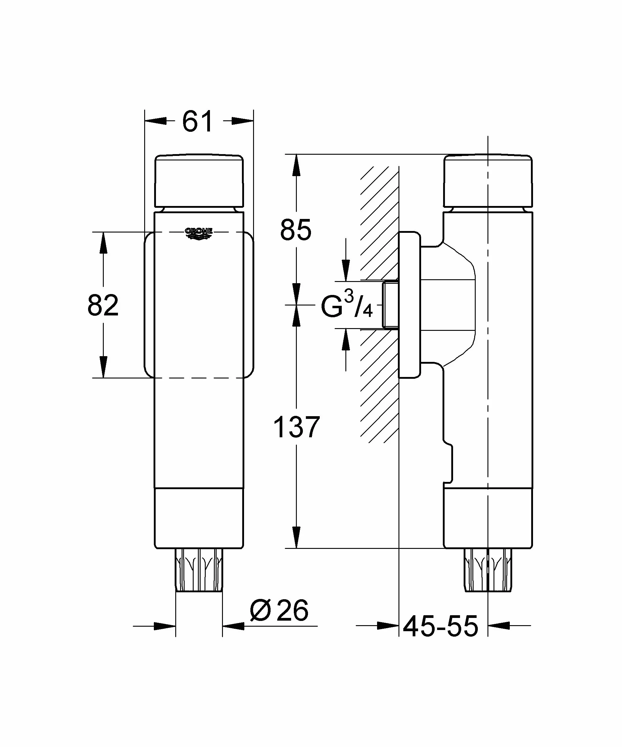 GROHE Zawór spłukujący Rondo do Wc Chrome 37347000